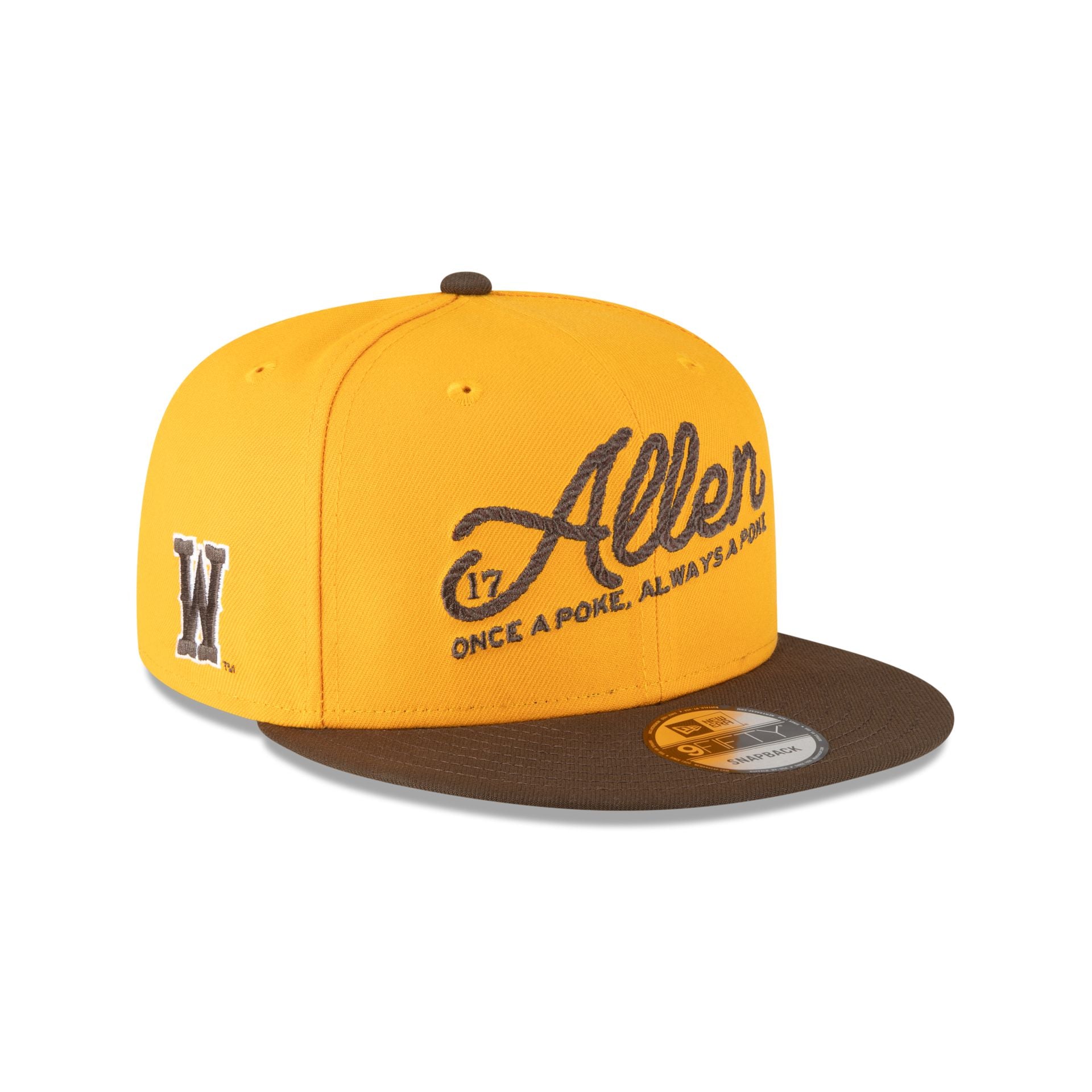 Wyoming Cowboys Josh Allen Jersey Retirement Gold 9Fifty Snapback Hat