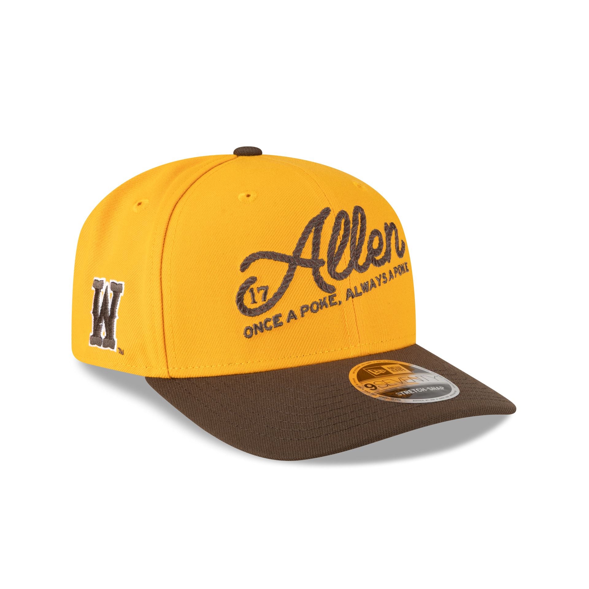 Wyoming Cowboys Josh Allen Jersey Retirement Gold 9Seventy Stretch-Snap Hat