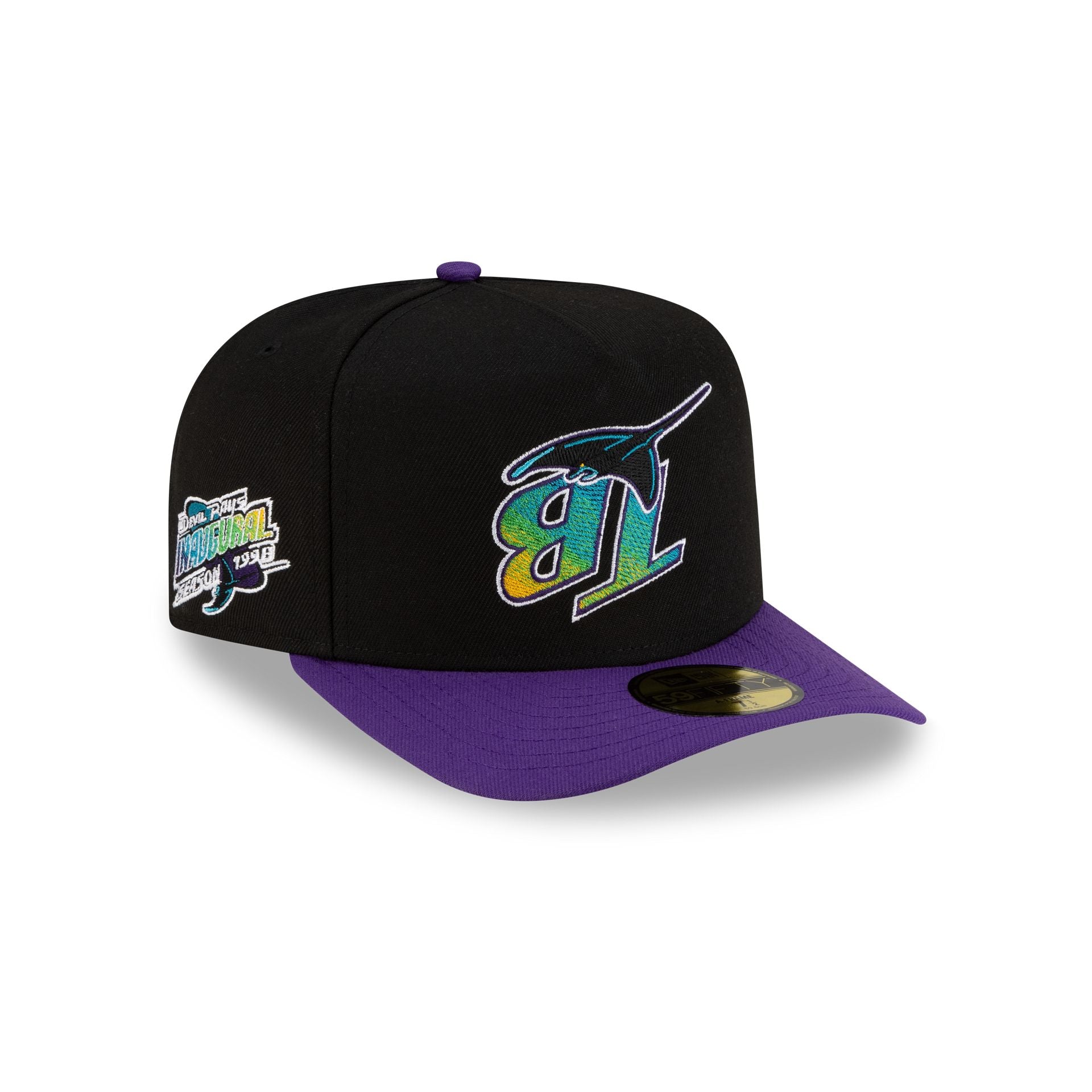 Just Caps Upside Down Logo Tampa Bay Rays 59Fifty A-Frame Fitted Hat