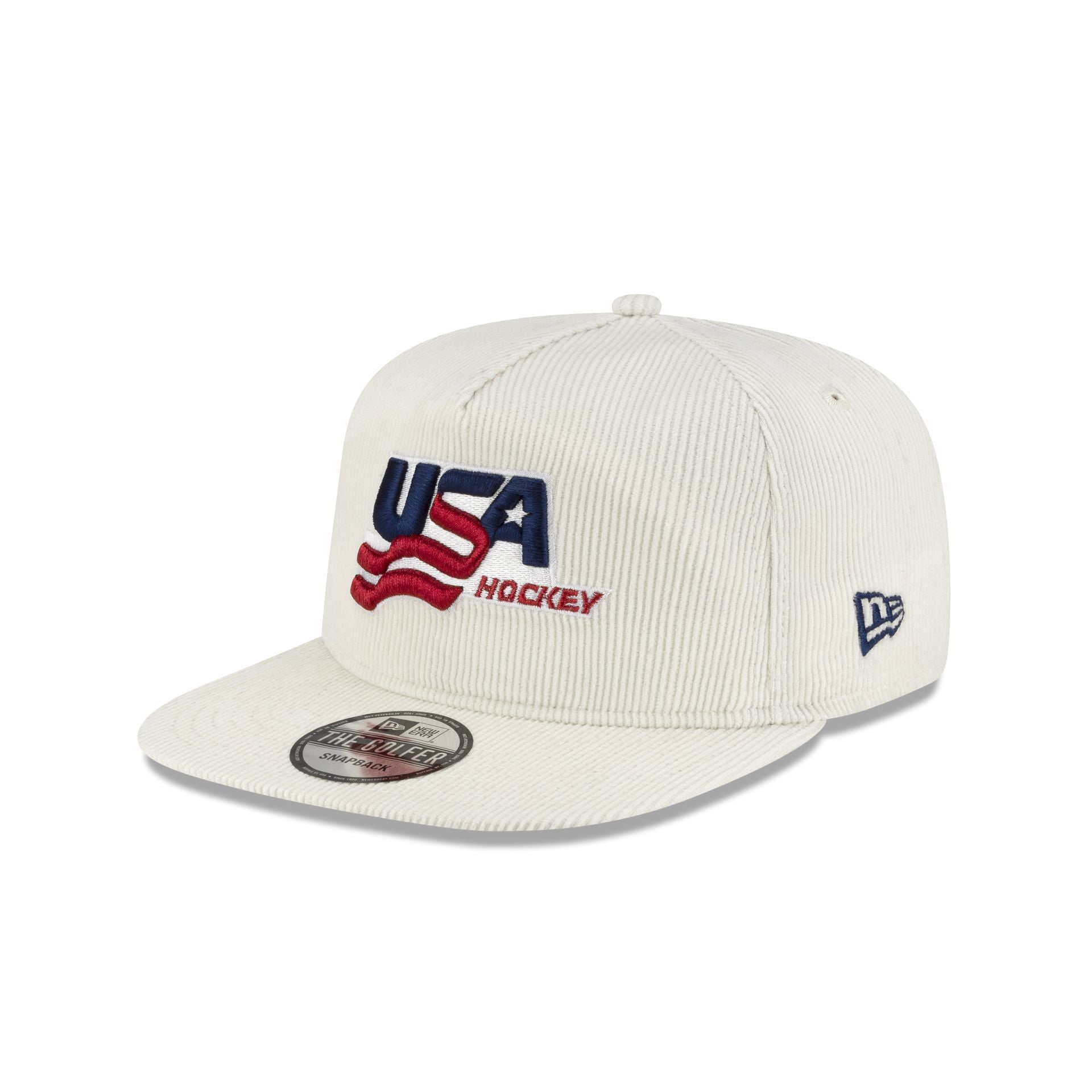 Usa Hockey Chrome White Corduroy Golfer Hat