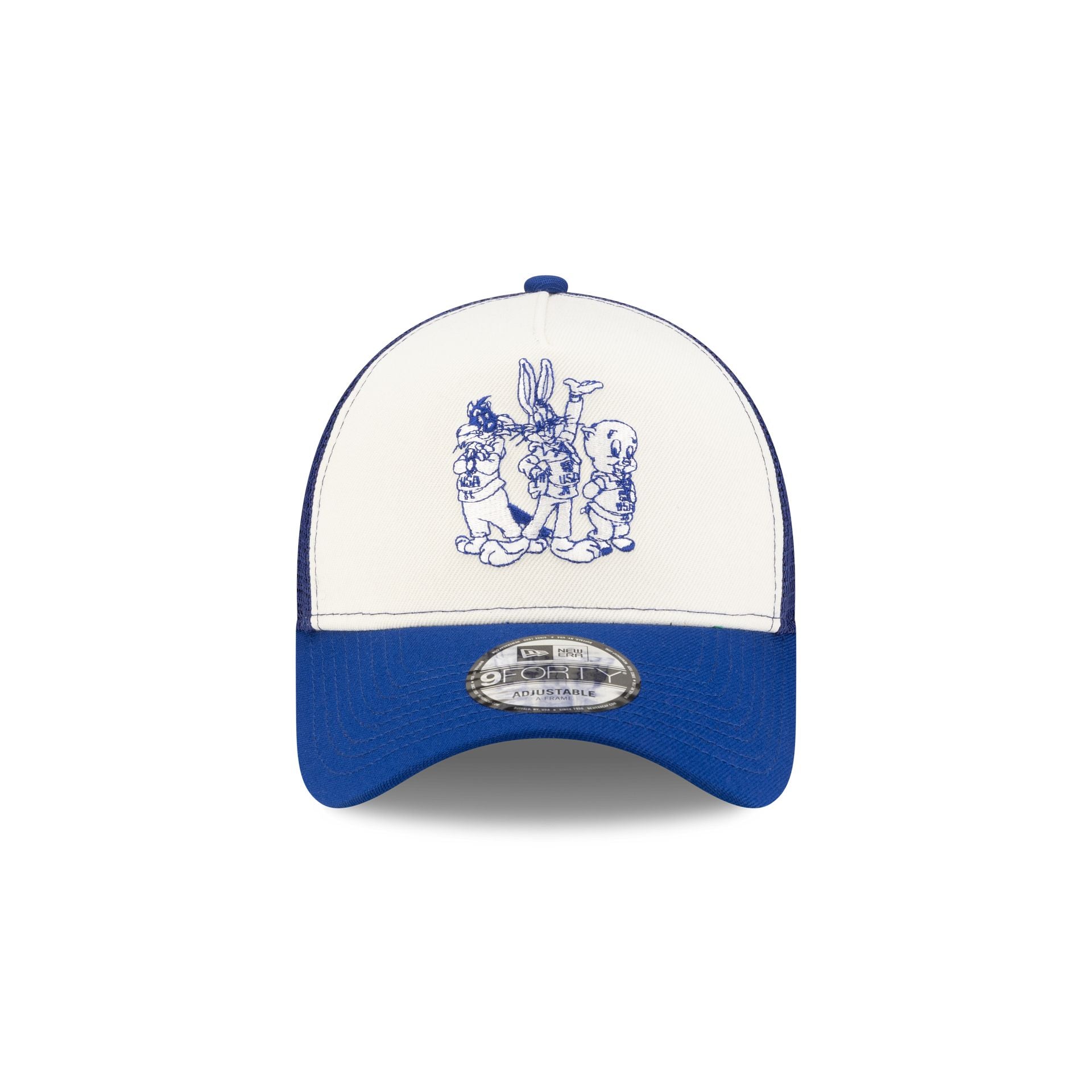 Alternative view of Team Usa Winter Olympics Looney Tunes Chrome White 9Forty A-Frame Trucker Hat