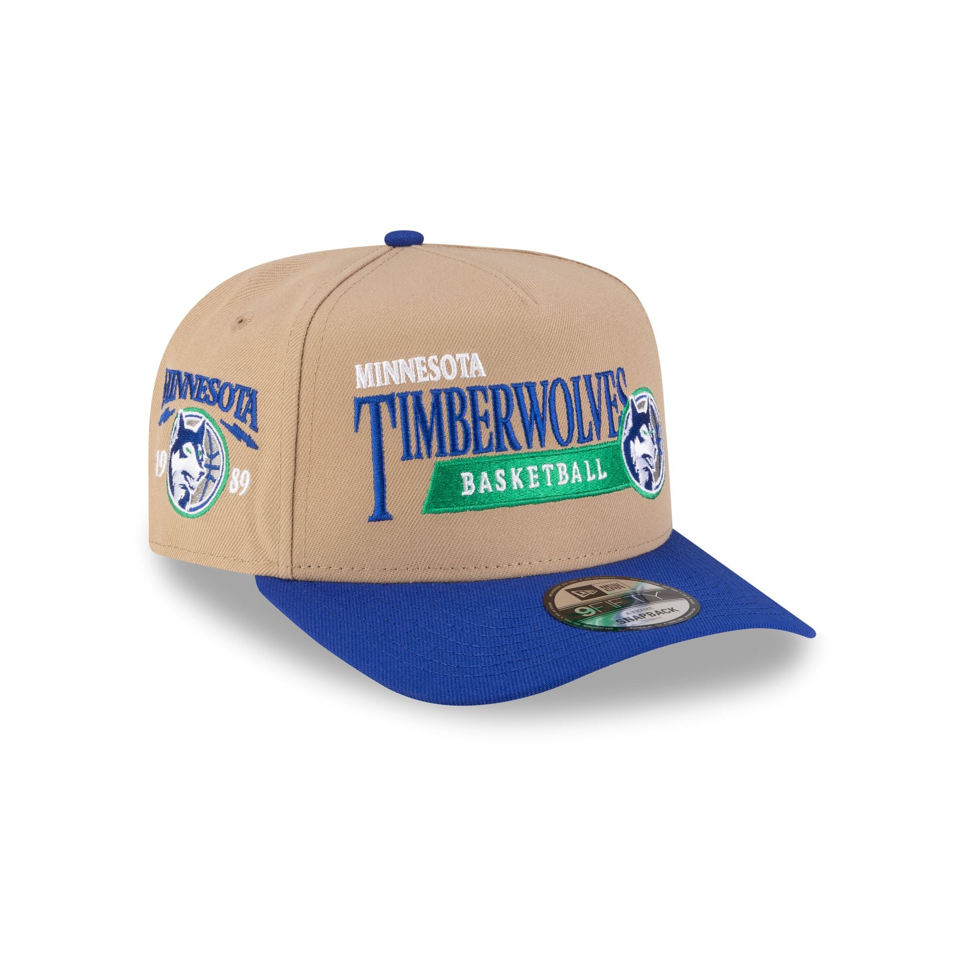 Minnesota Timberwolves 1989-1996 Hardwood Classics Liner Camel 9Fifty A-Frame Snapback Hat