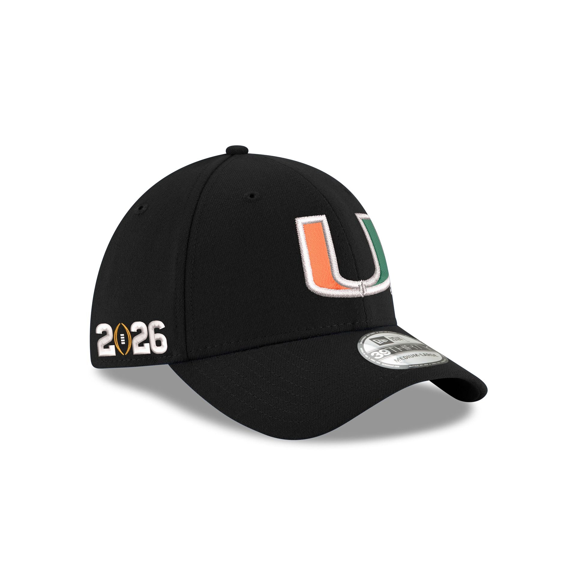 Miami Hurricanes Black Poly 39Thirty Stretch Fit Hat