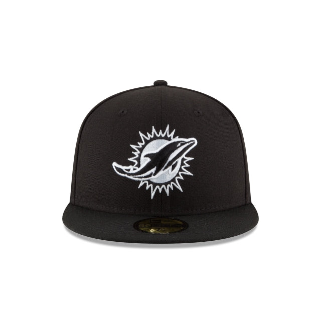 Alternative view of Miami Dolphins Black & White 59Fifty Fitted Hat