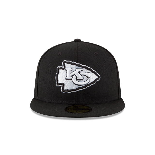 Alternative view of Kansas City Chiefs Black & White 59Fifty Fitted Hat