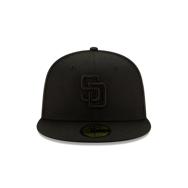 Alternative view of San Diego Padres Basic Black On Black 59Fifty Fitted Hat