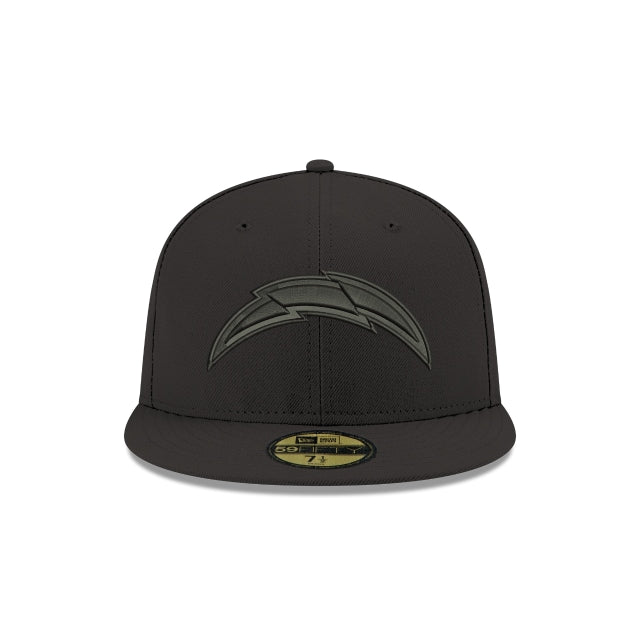 Alternative view of Los Angeles Chargers Black On Black 59Fifty Fitted Hat
