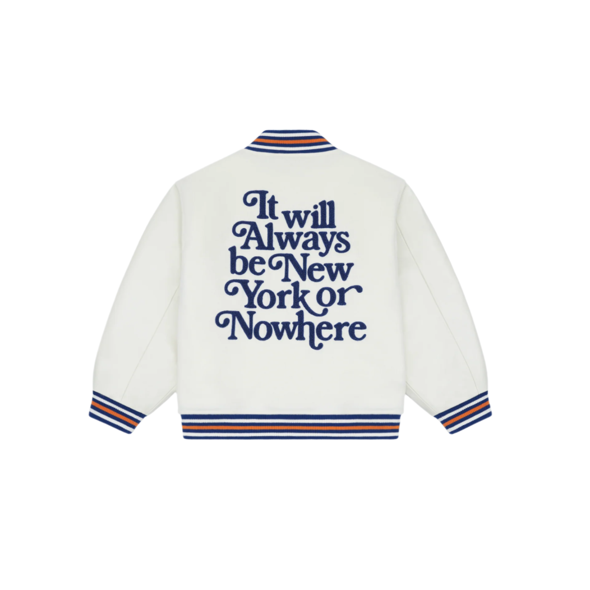 Alternative view of New York Or Nowhere X New York Mets Youth Chrome White Motto Varsity Jacket