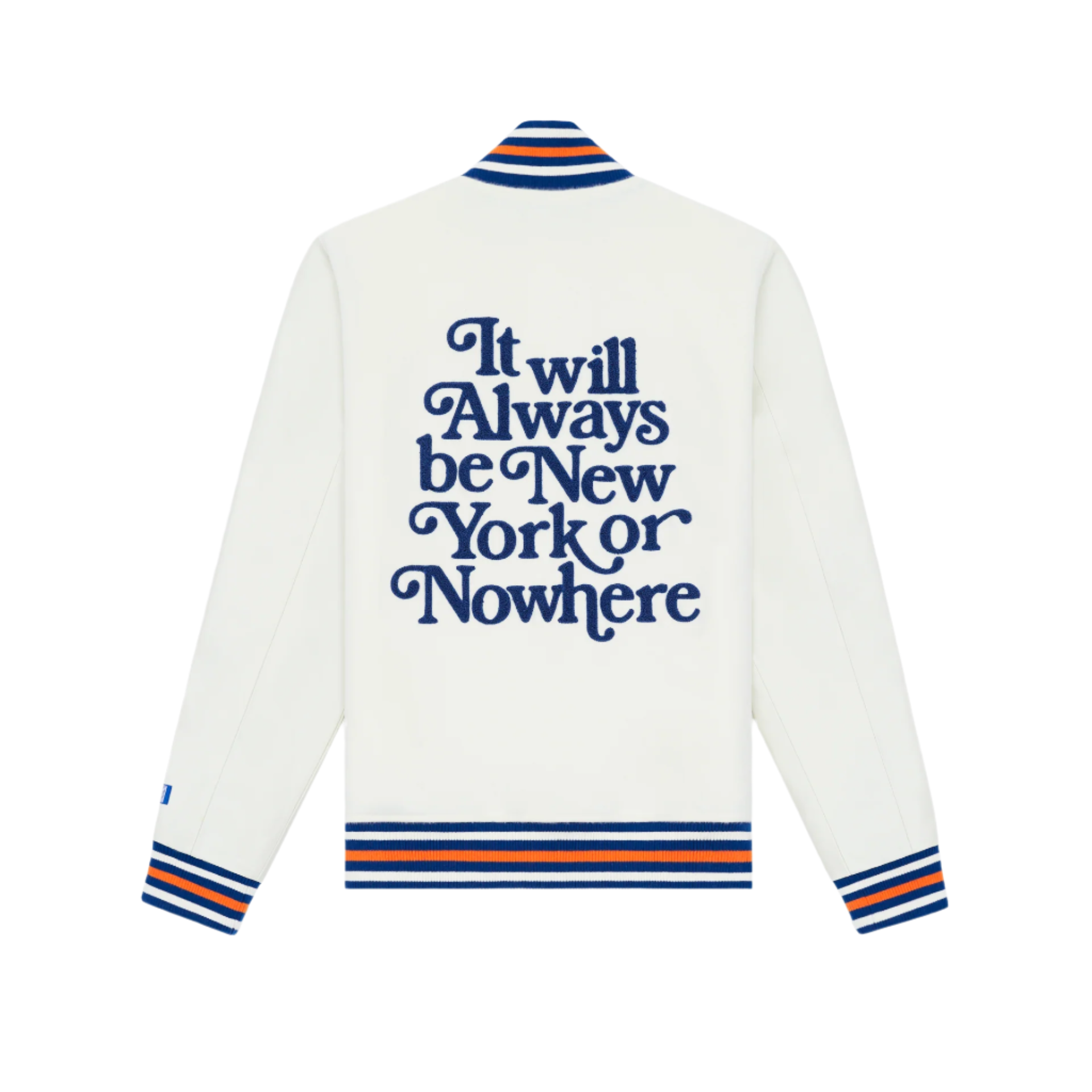 Alternative view of New York Or Nowhere X New York Mets Chrome White Motto Varsity Jacket