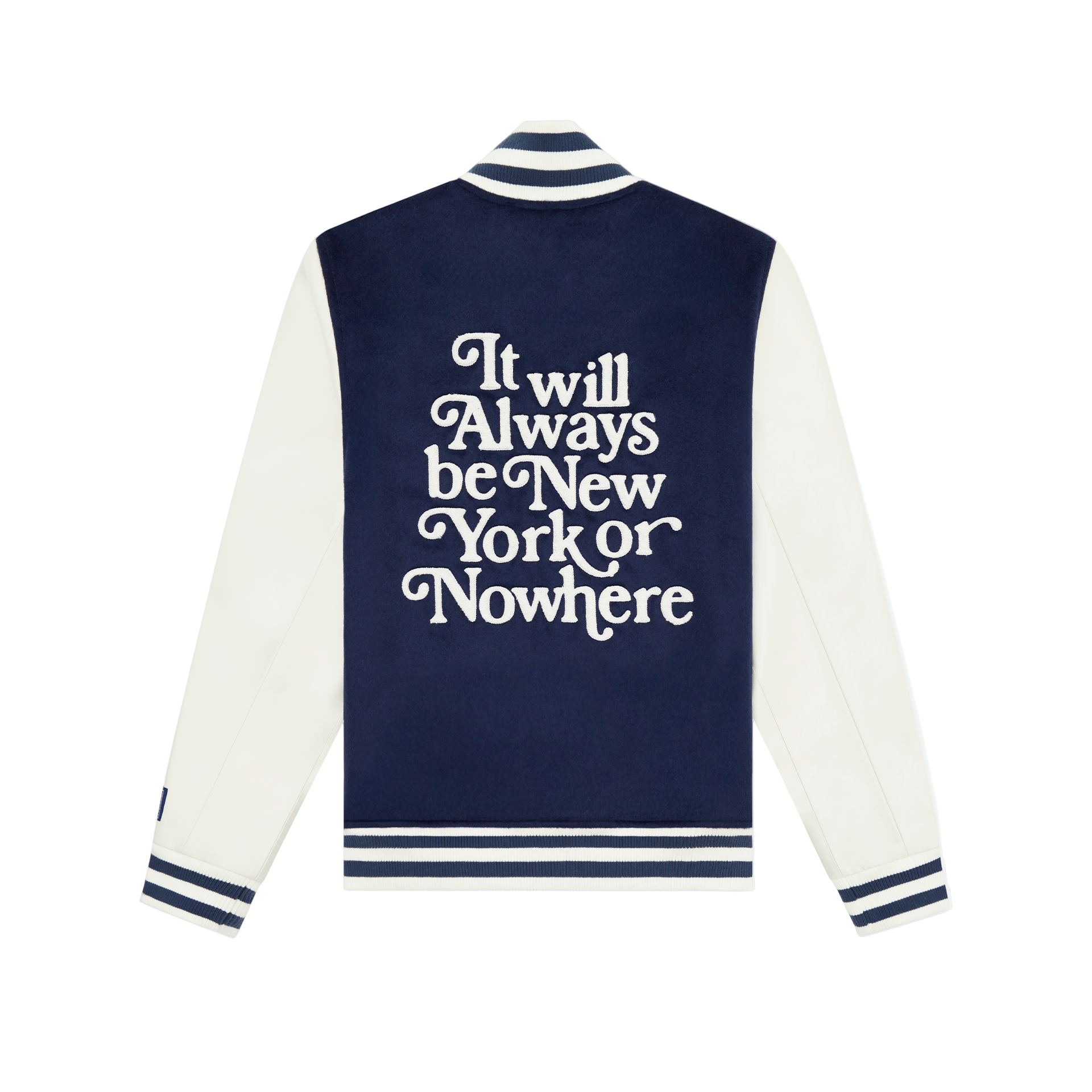 Alternative view of New York Or Nowhere X New York Yankees Navy Motto Varsity Jacket