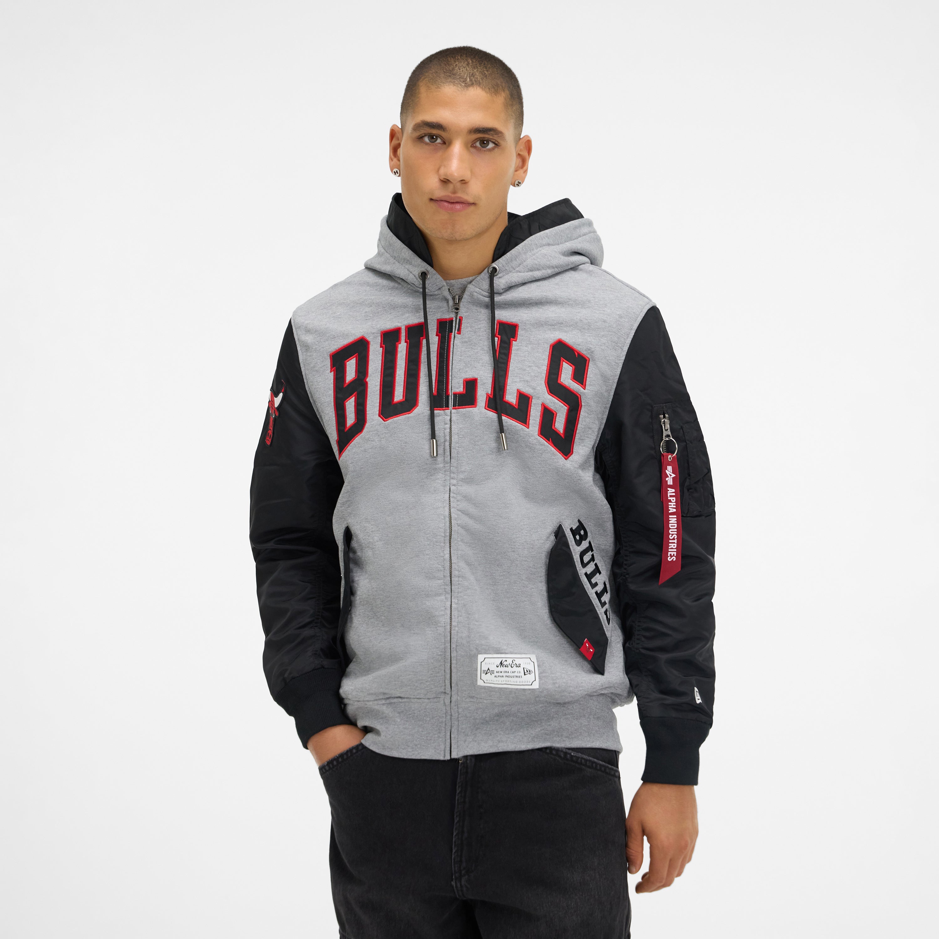 Alternative view of Alpha Industries X Philadelphia 76Ers Gray Ma-1 Full Zip Fleece Jacket