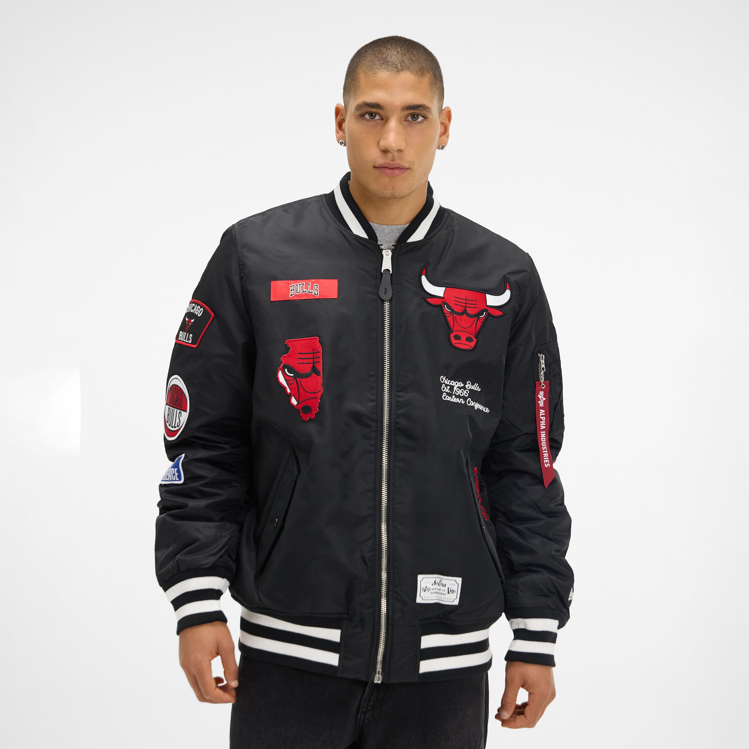 Alternative view of Alpha Industries X New York Knicks Blue Ma-1 Bomber Jacket