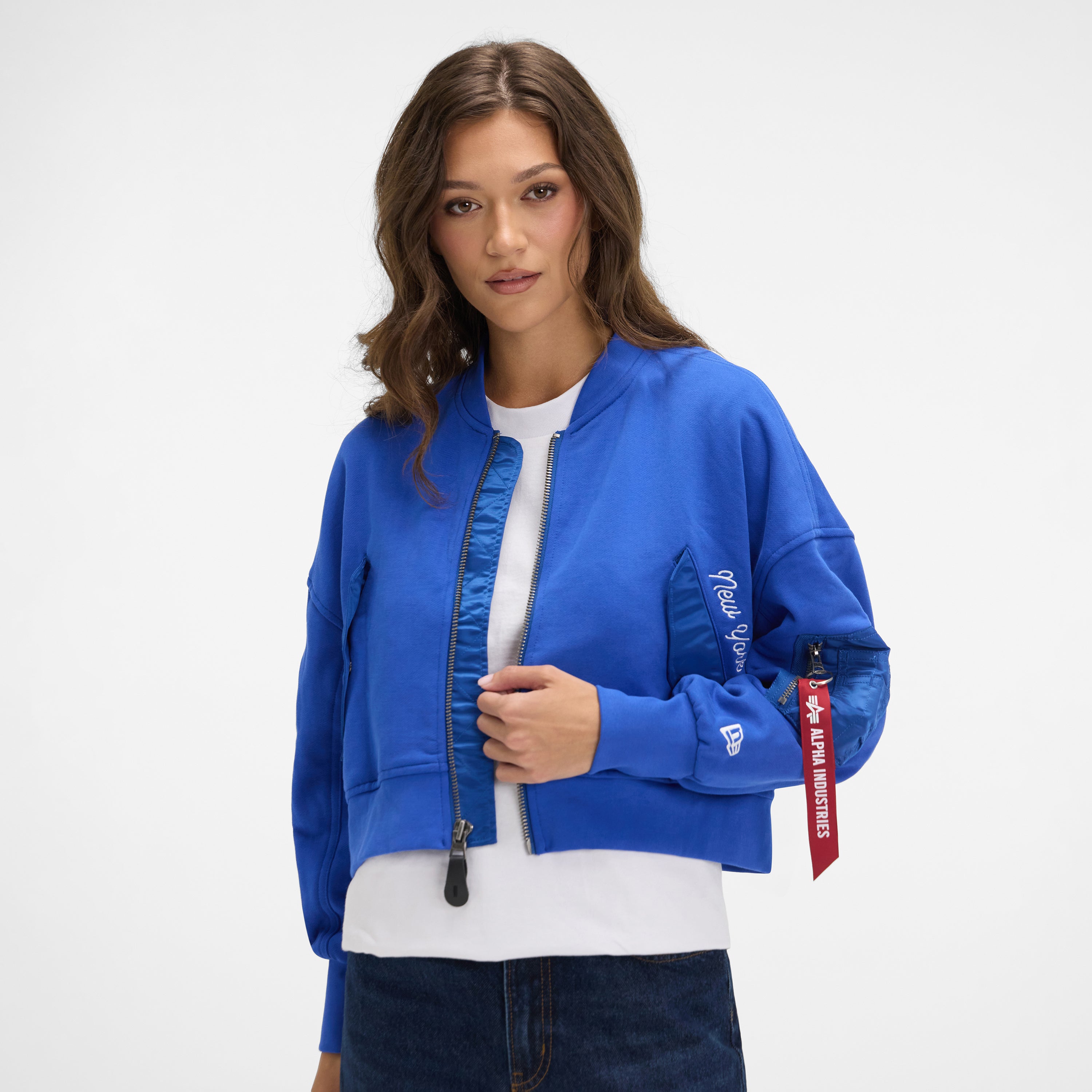 Alternative view of Alpha Industries X Los Angeles Lakers Purple Women's Full Zip Cropped Fleece Jacket