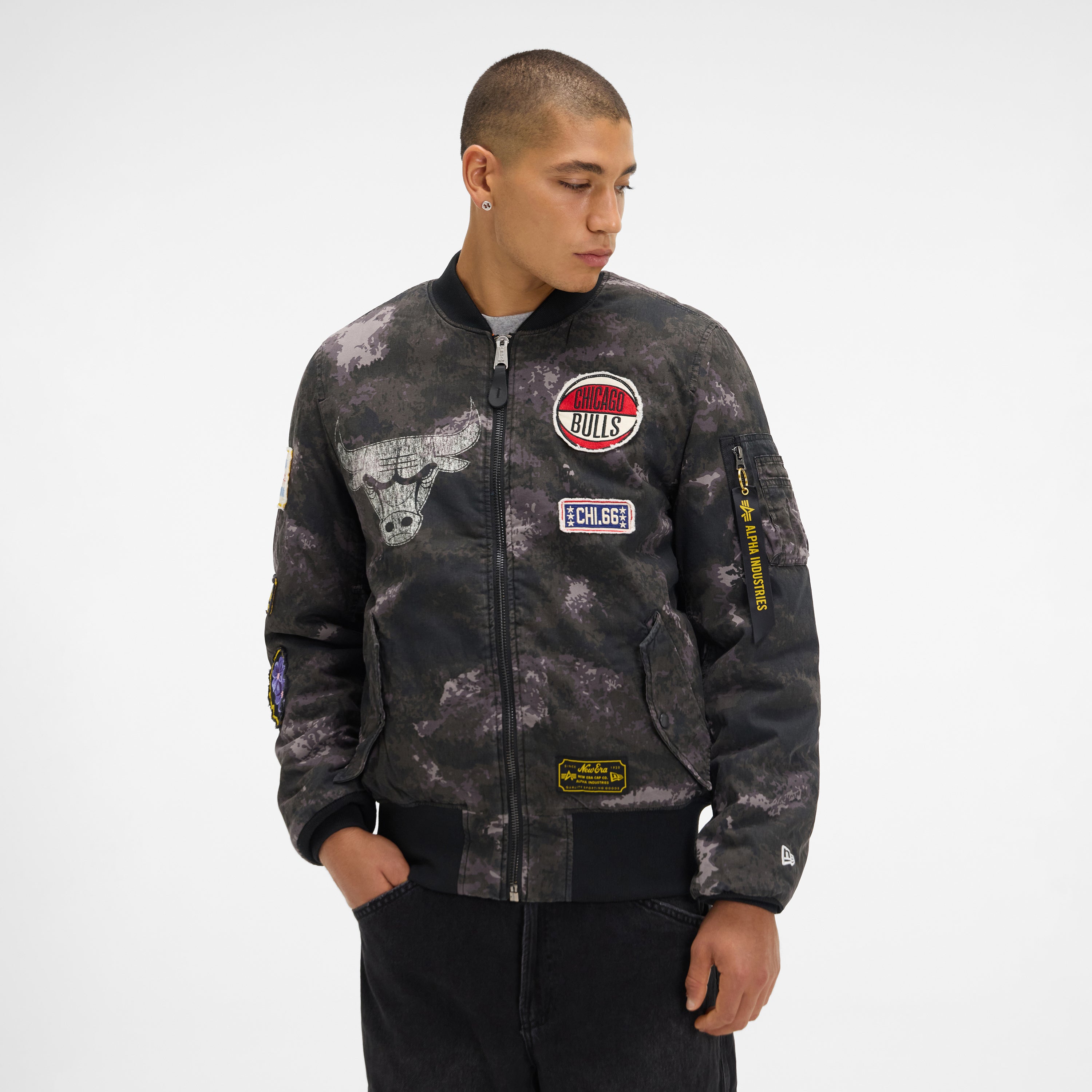 Alternative view of Alpha Industries X Minnesota Timberwolves Black Camo Ma-1 Bomber Jacket