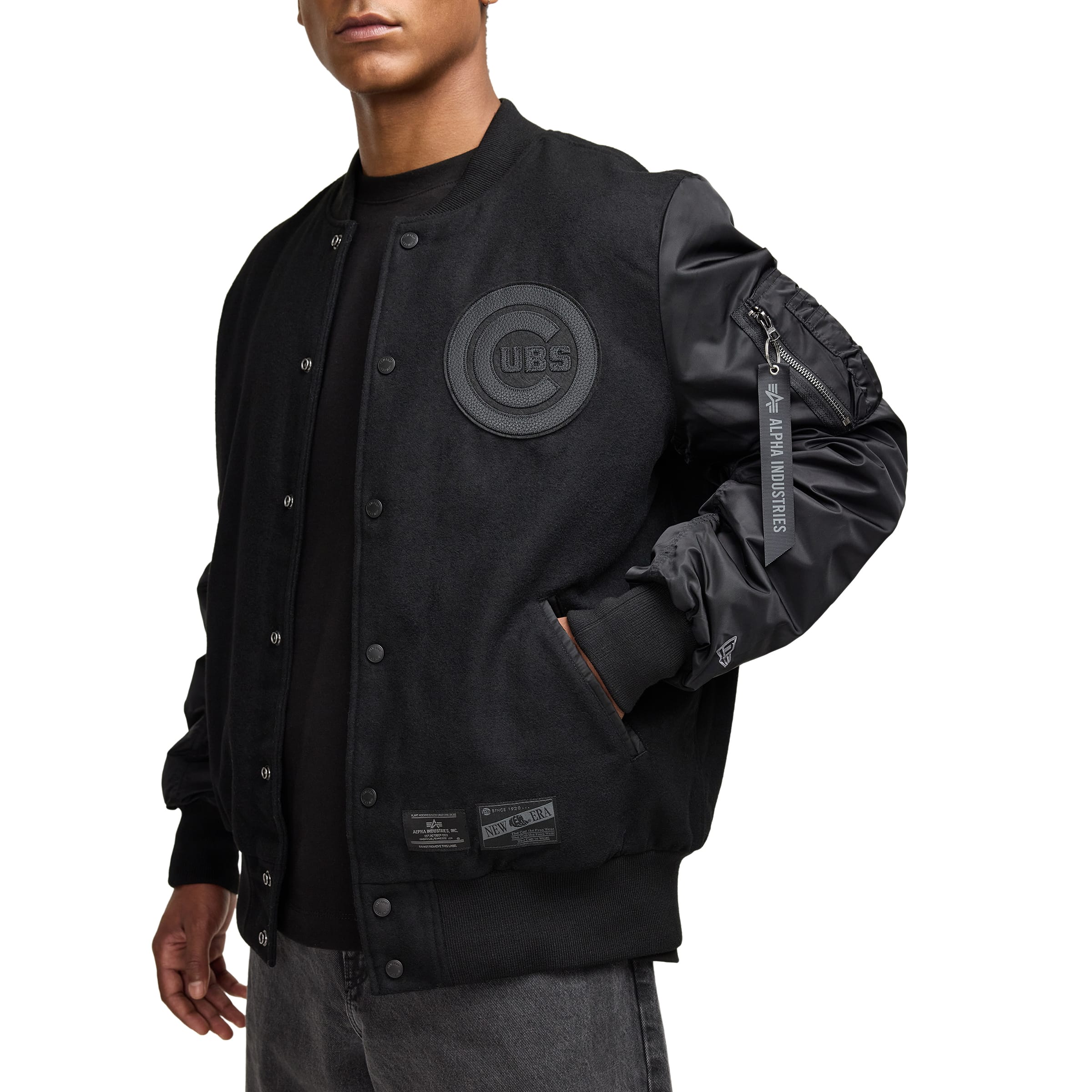 Alpha Industries X Chicago Cubs Ma-1 Wool Varsity Jacket Black