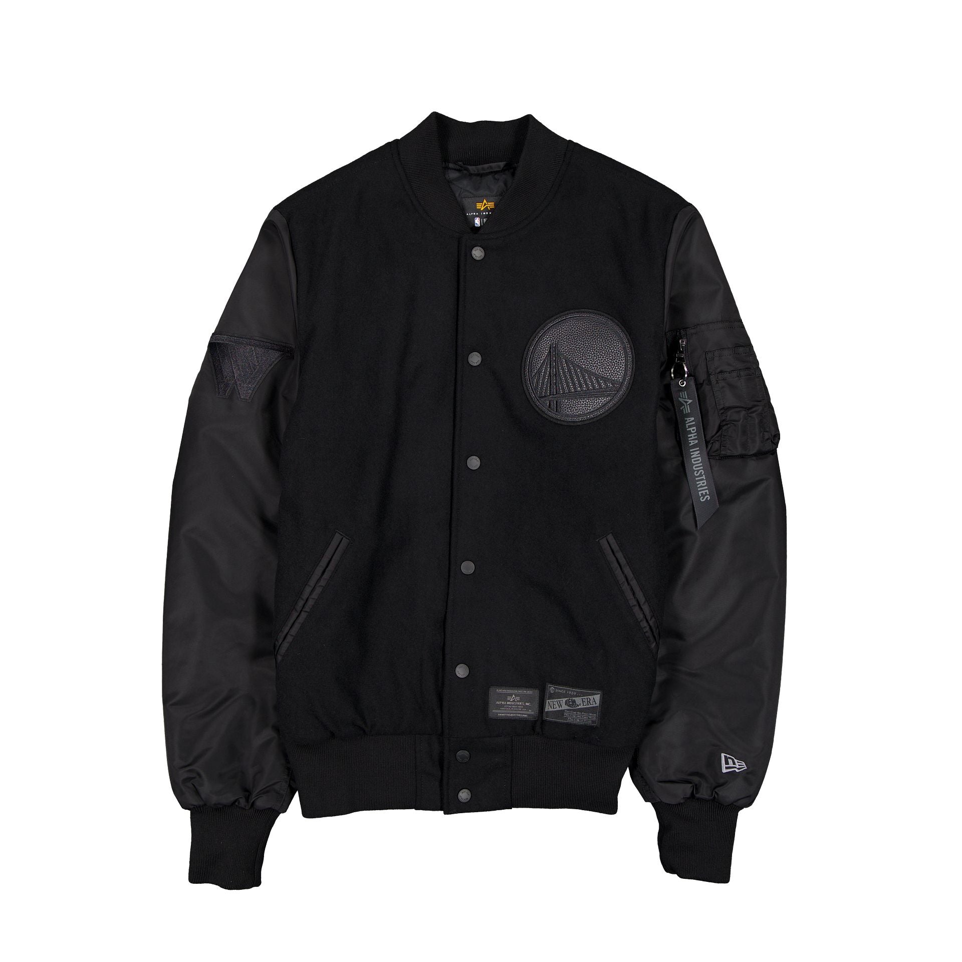 Alpha Industries X Golden State Warriors Ma-1 Wool Varsity Jacket Black