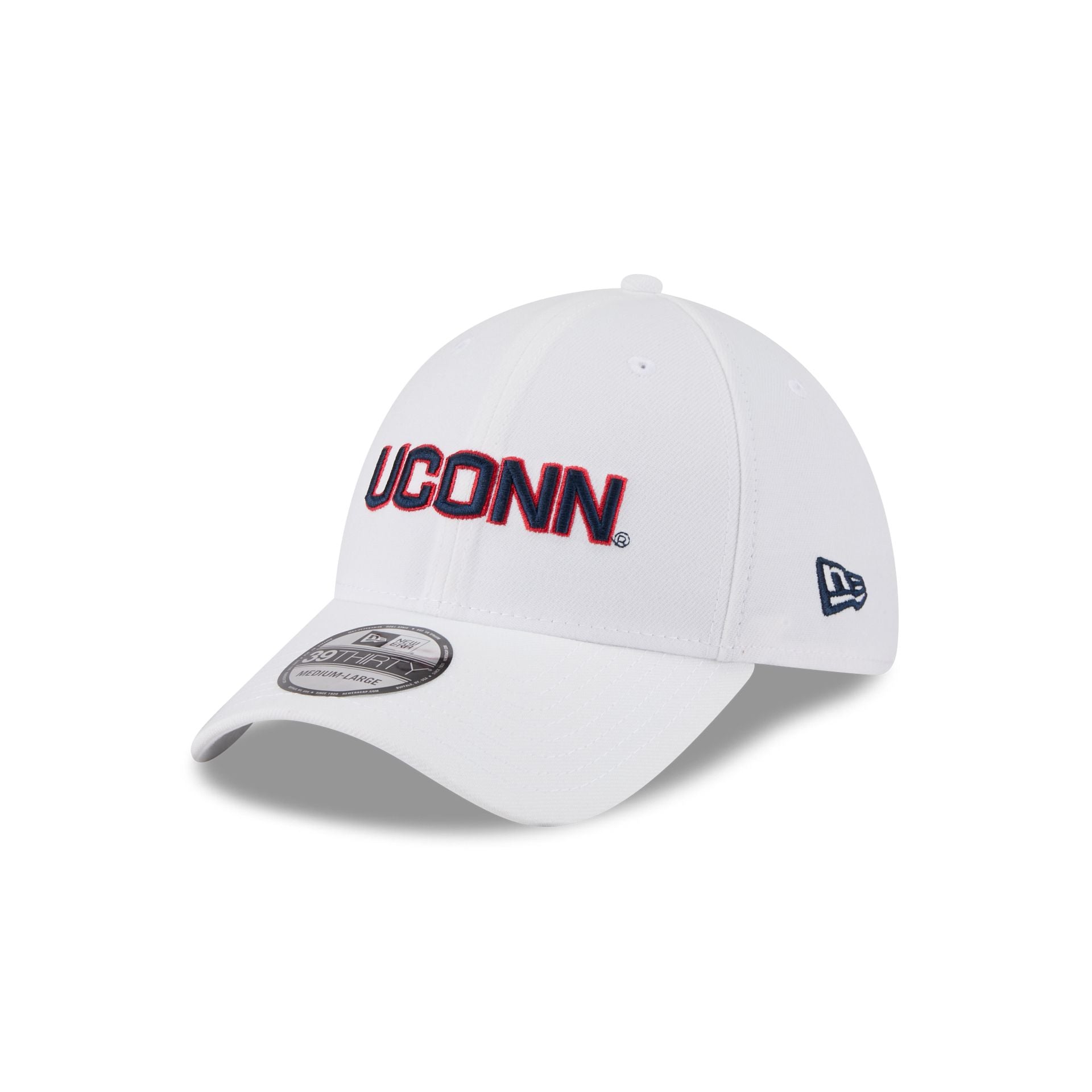 Connecticut Huskies Optic White 39Thirty Stretch Fit Hat