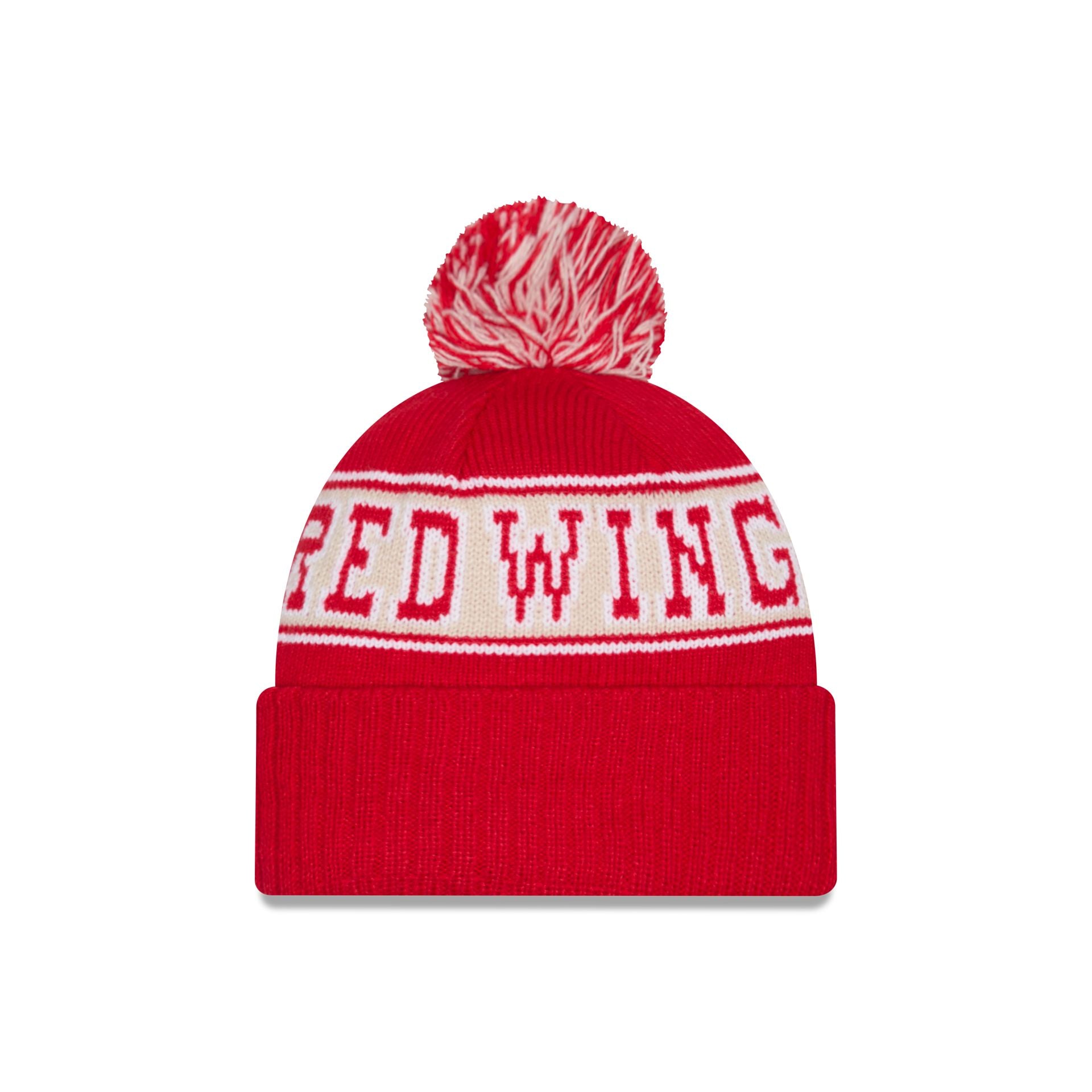 Alternative view of Detroit Red Wings Historic Retro Pom Knit Hat