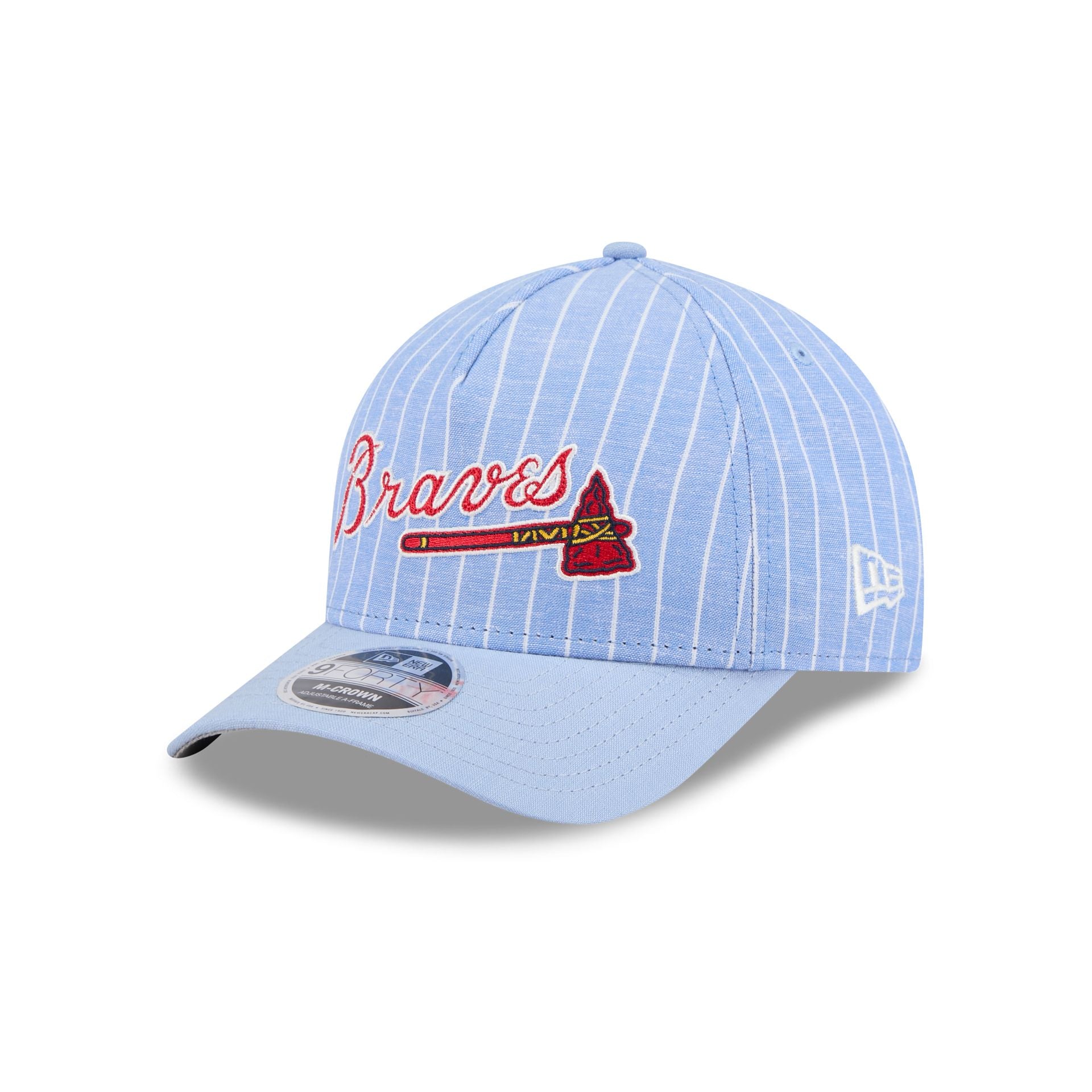 Atlanta Braves Pinstripe Linen 9Forty M-Crown A-Frame Snapback Hat