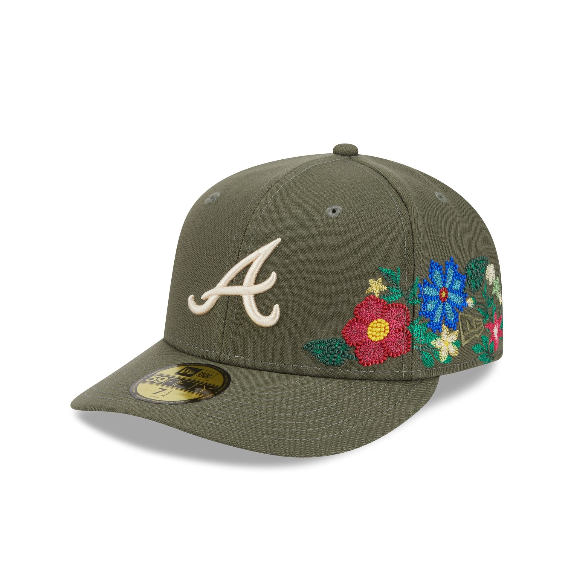Atlanta Braves Tonal Florals Olive 59Fifty Fitted Hat