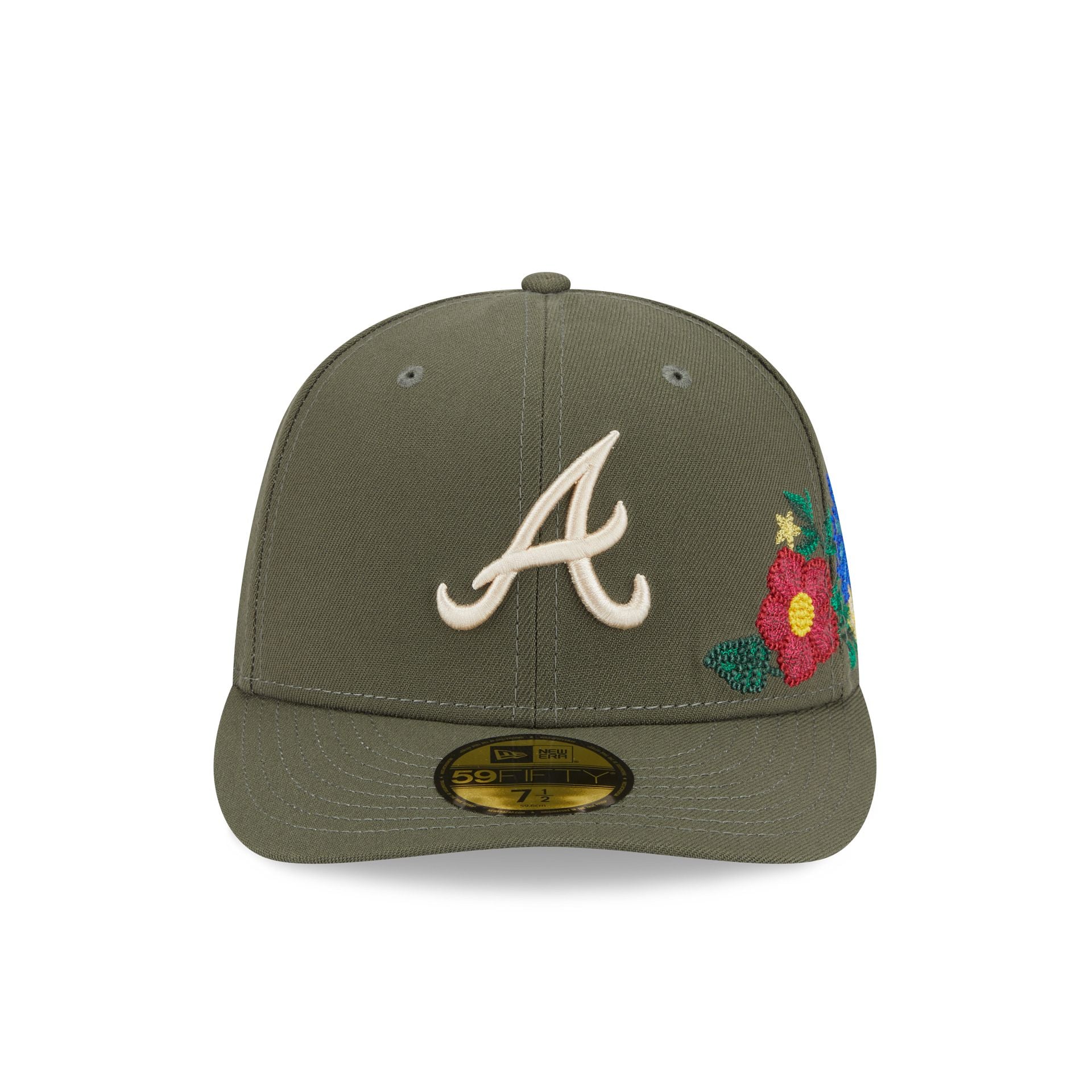 Alternative view of Atlanta Braves Tonal Florals Olive 59Fifty Fitted Hat