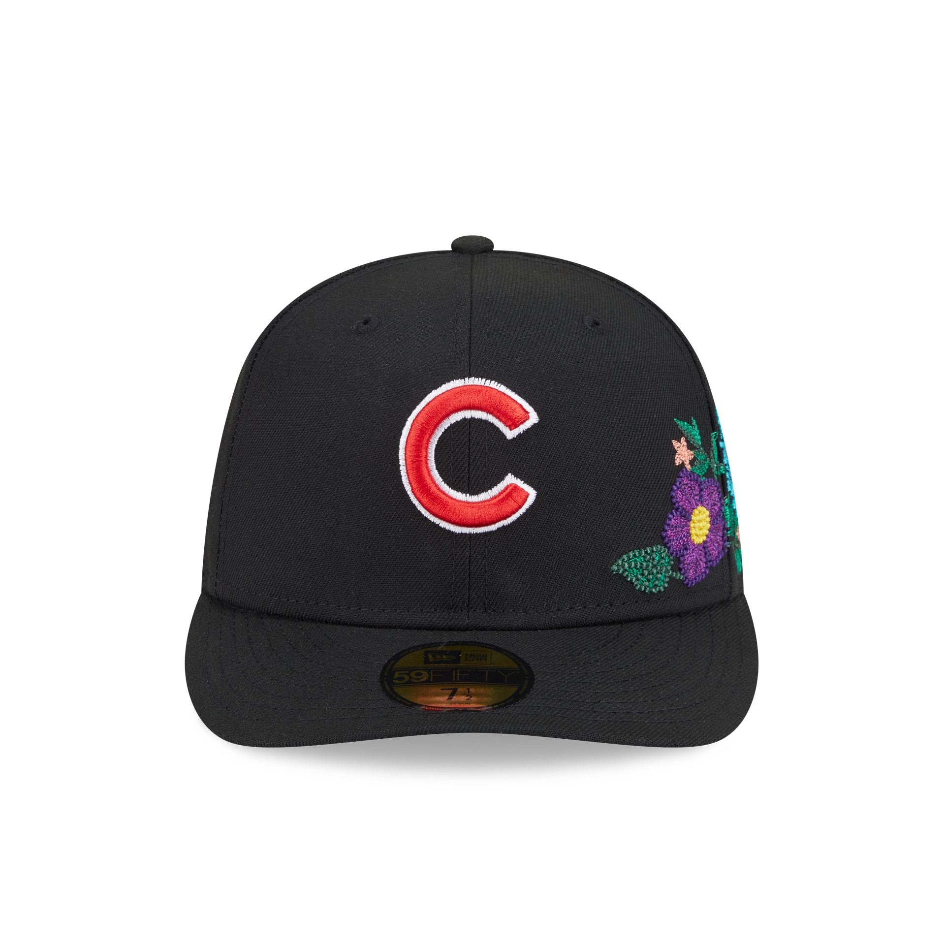 Alternative view of Chicago Cubs Tonal Florals Black 59Fifty Fitted Hat