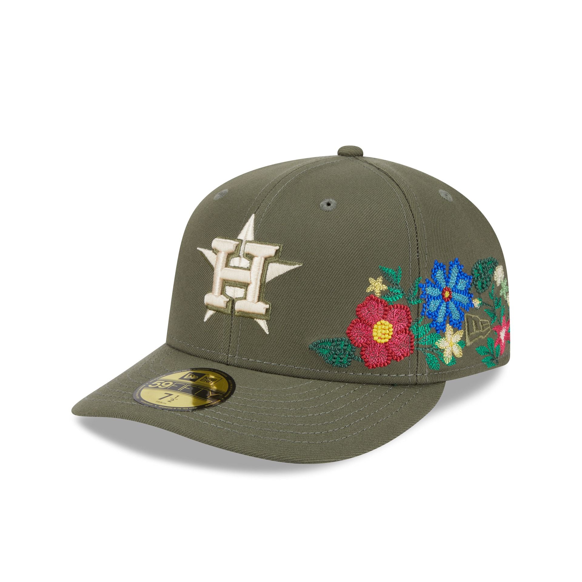 Houston Astros Tonal Florals Olive 59Fifty Fitted Hat