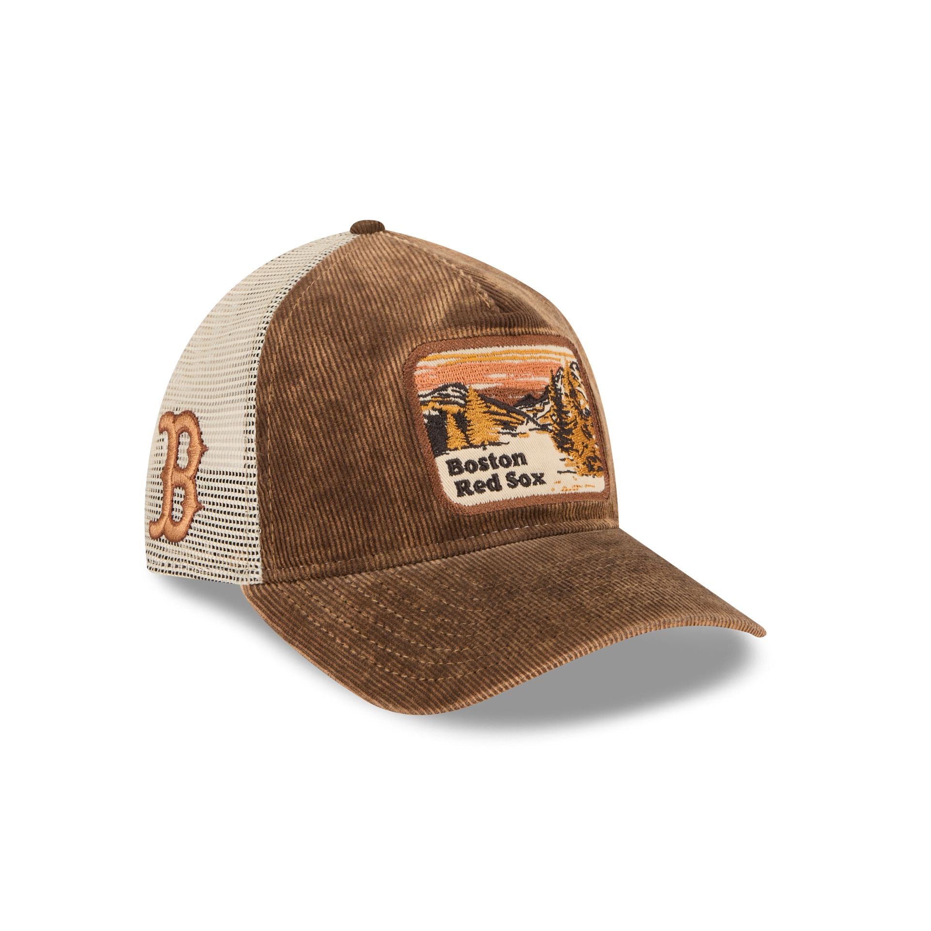 Boston Red Sox Vintage Landscape Brown 9Twenty A-Frame Trucker Hat