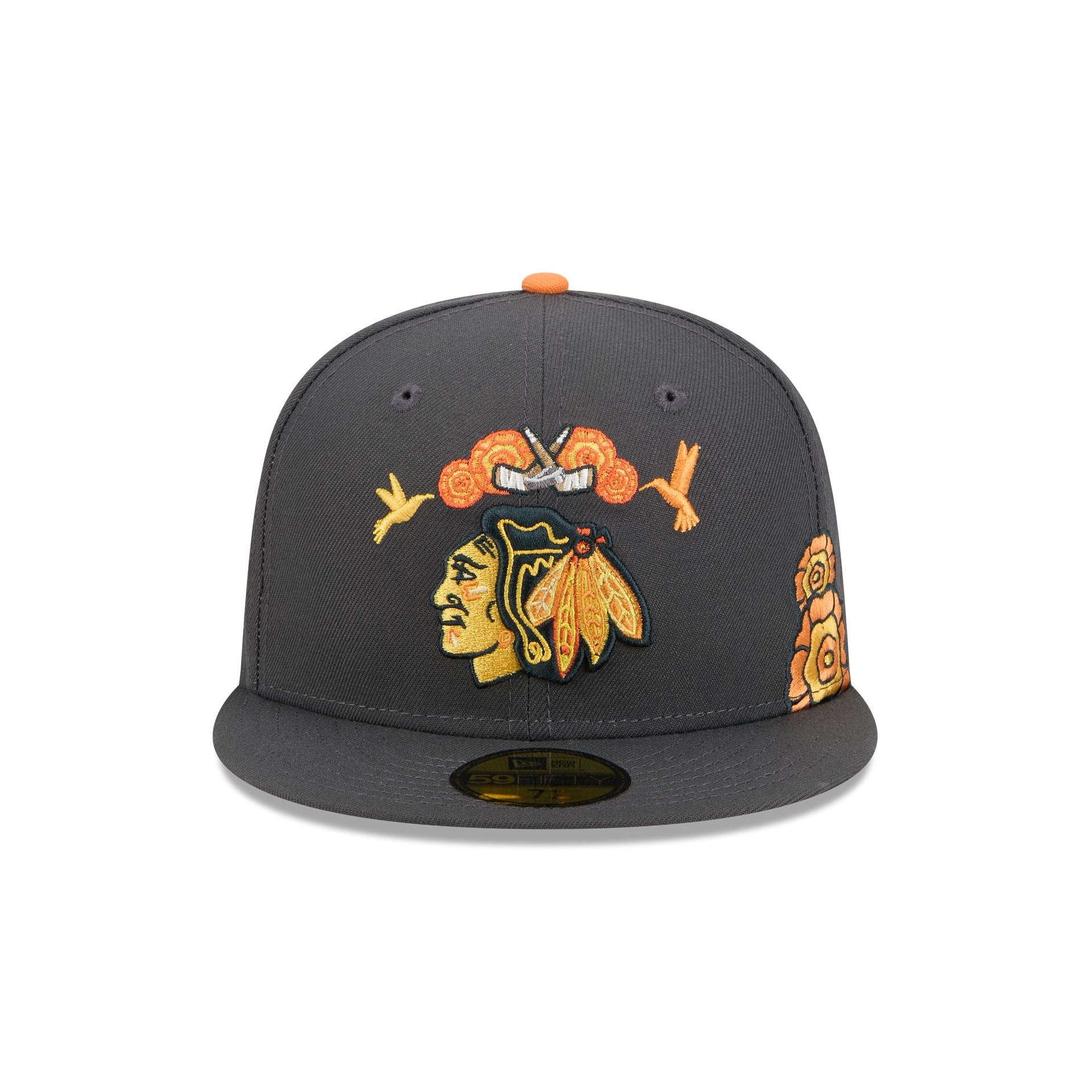 Alternative view of Chicago Blackhawks Day Of The Dead Graphite 59Fifty Fitted Hat