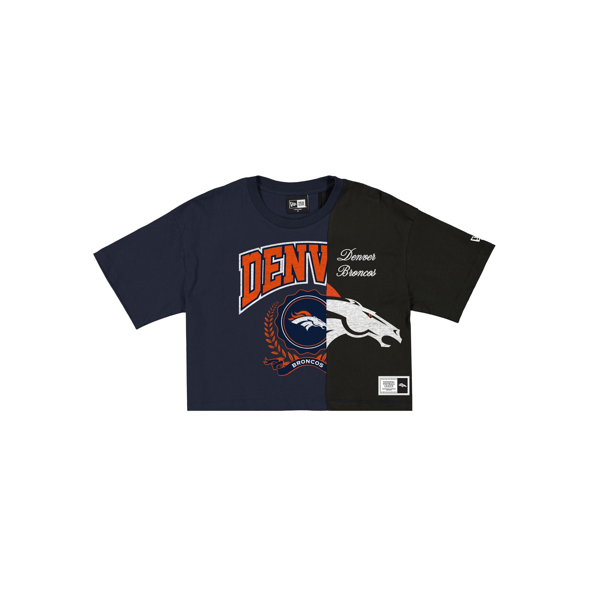 Denver Broncos Team Split Women's Cropped Short-Sleeve T-Shirt