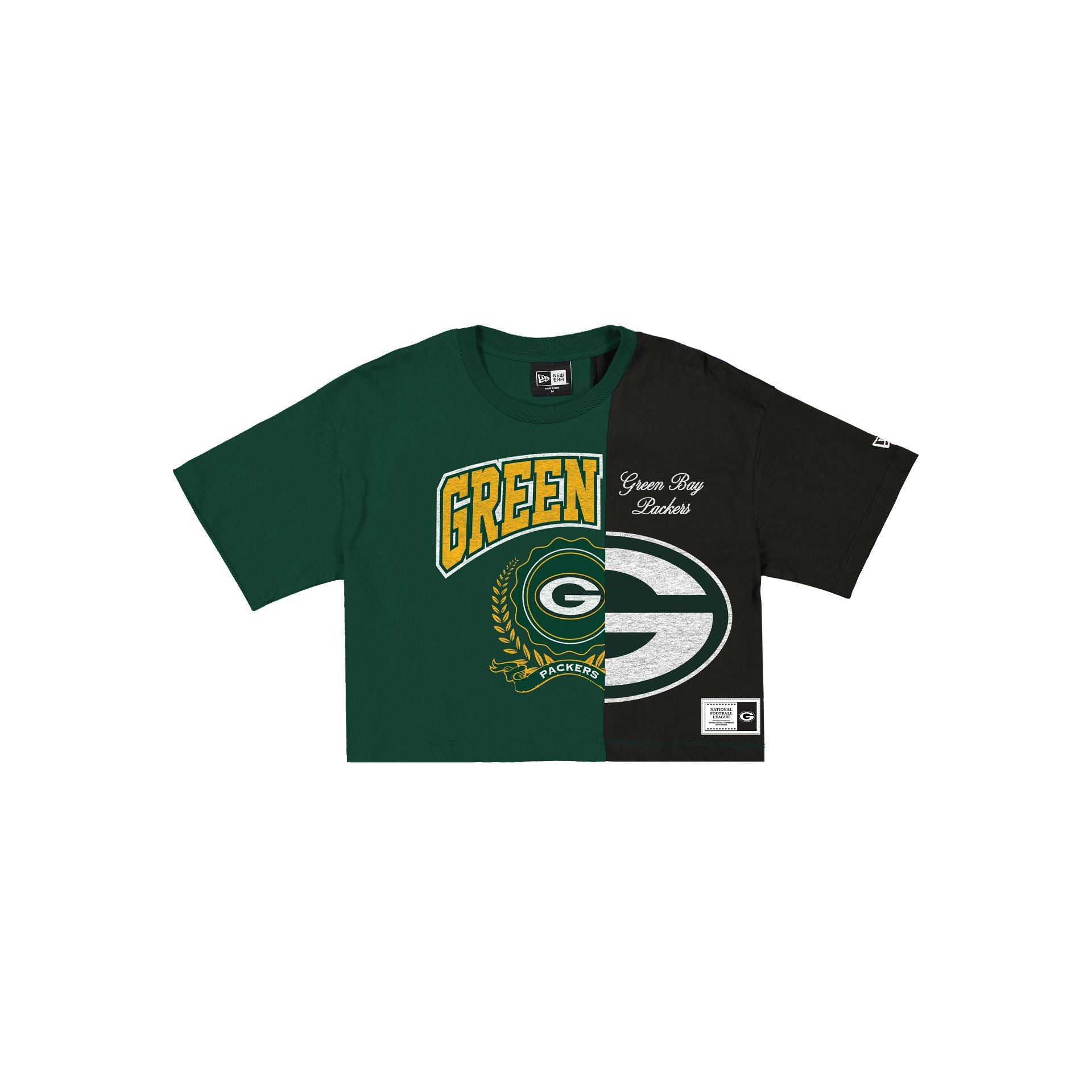 Green Bay Packers Team Split Women's Cropped Short-Sleeve T-Shirt
