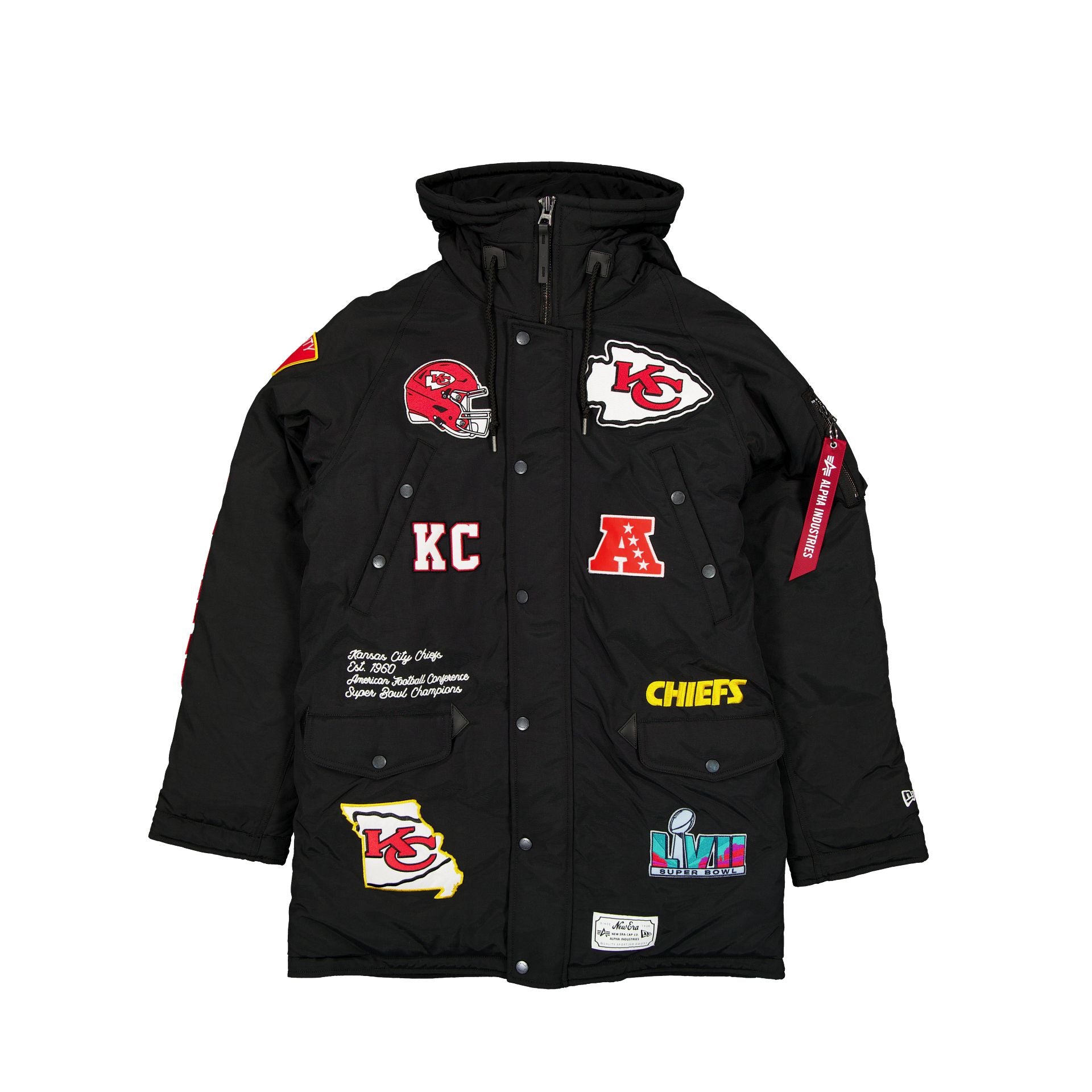 Alpha Industries X Kansas City Chiefs Black N-3B Parka Jacket