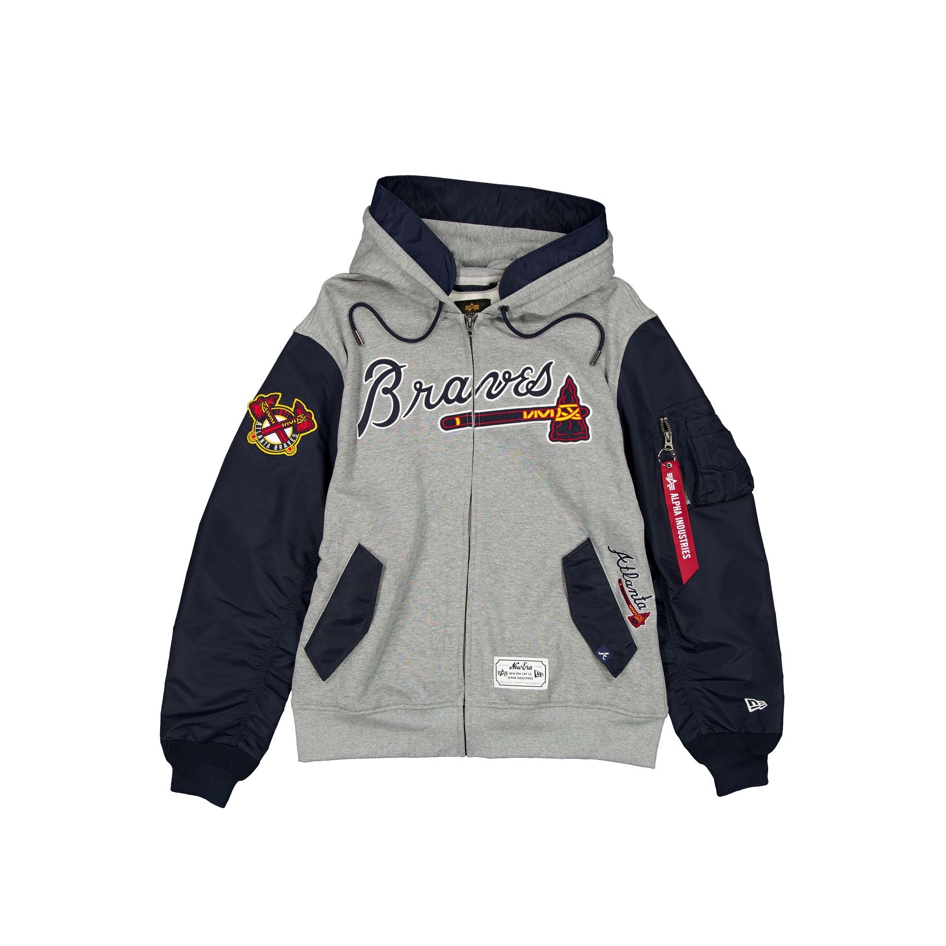 Alpha Industries X Atlanta Braves Gray Ma-1 Full Zip Fleece Jacket
