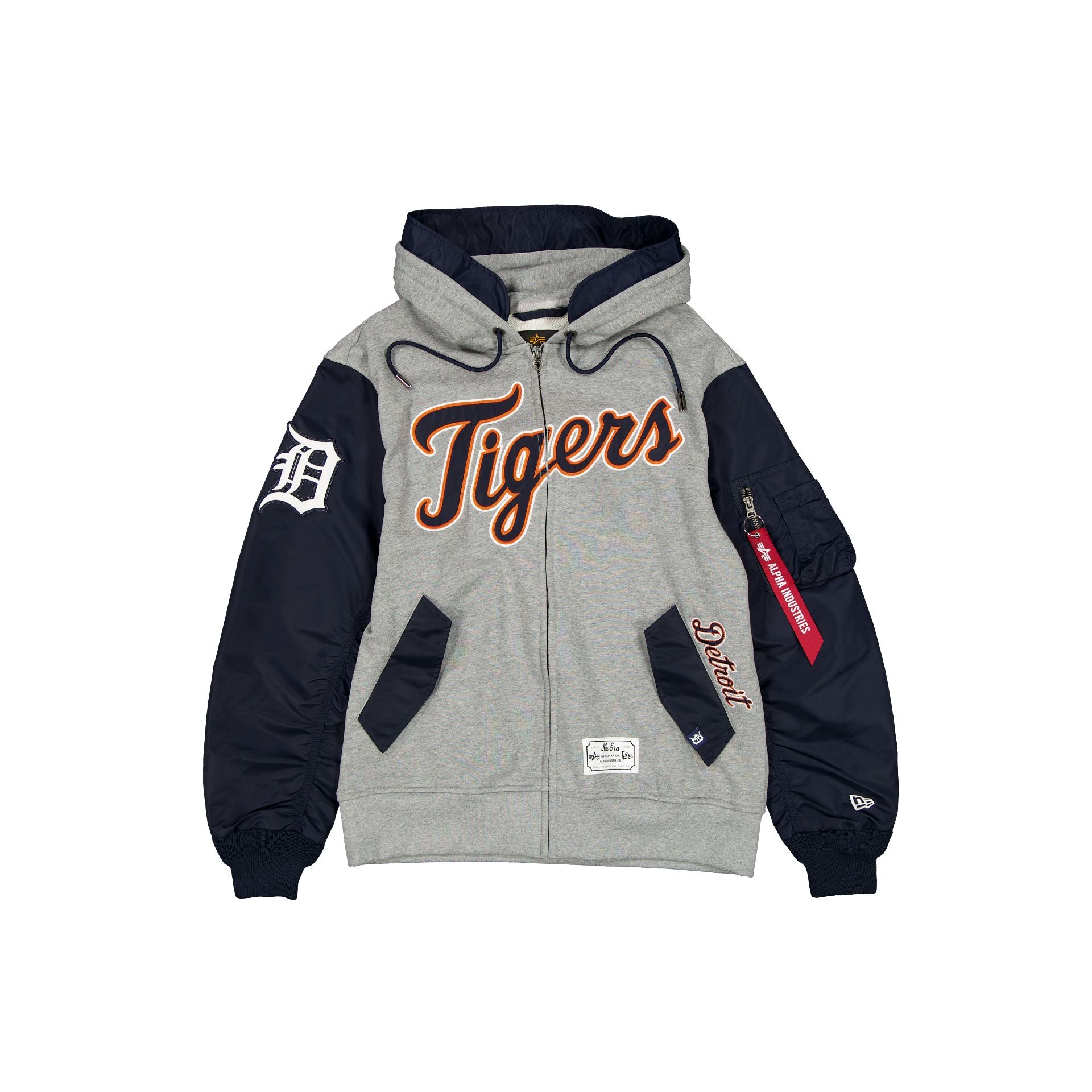 Alpha Industries X Detroit Tigers Gray Ma-1 Full Zip Fleece Jacket