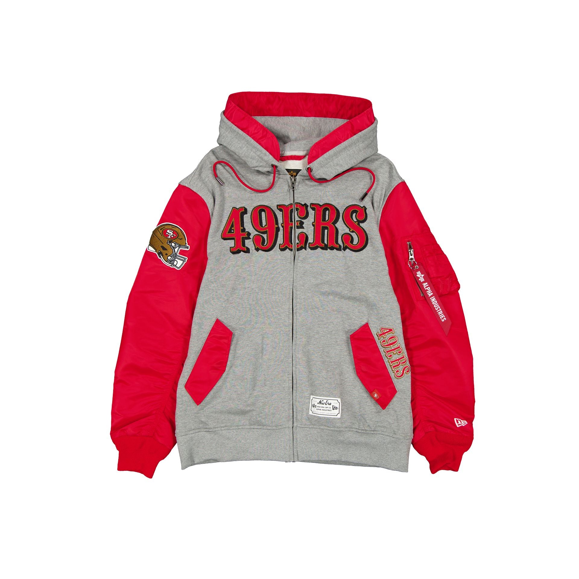 Alpha Industries X San Francisco 49Ers Gray Ma-1 Full Zip Fleece Jacket