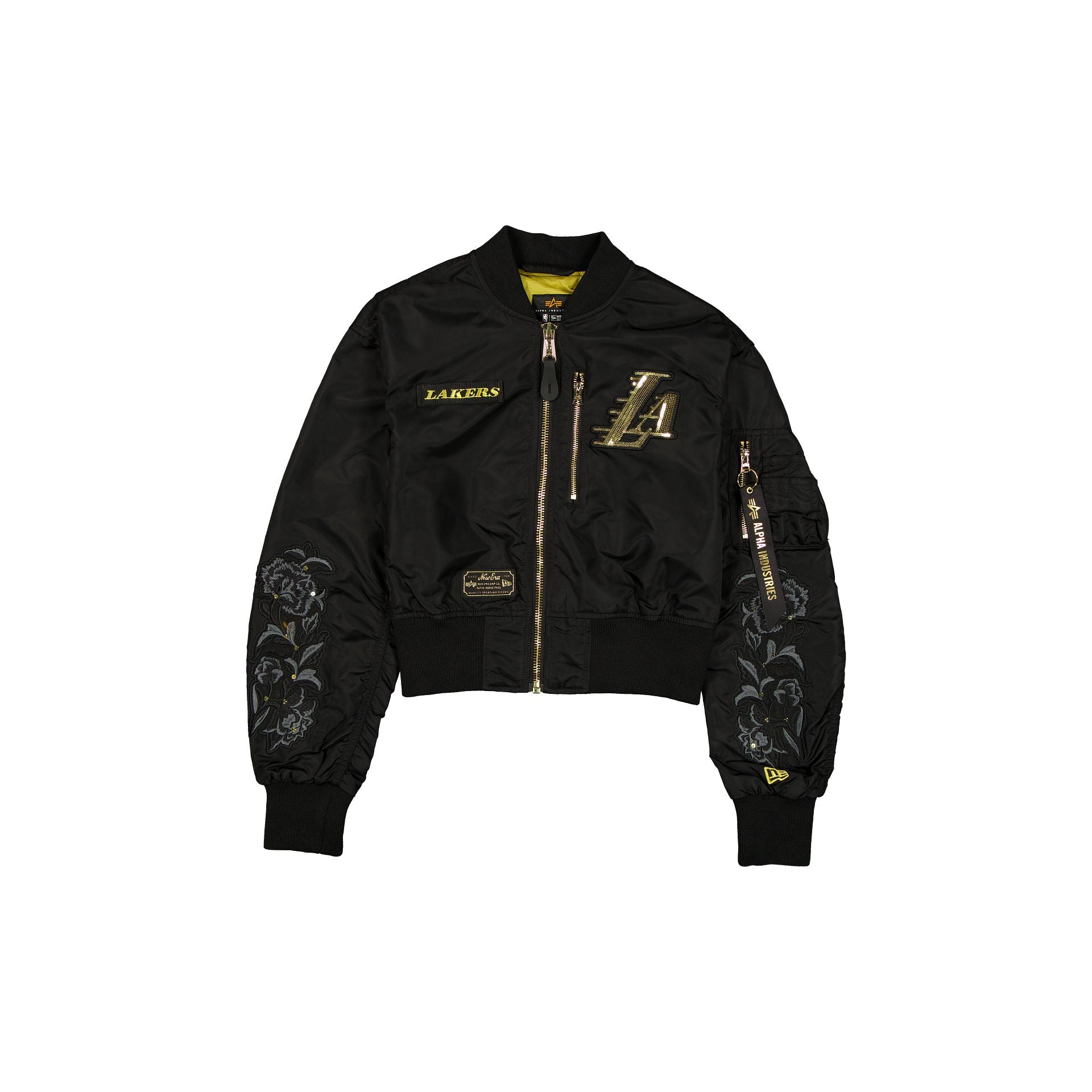 Alternative view of Alpha Industries X Los Angeles Lakers Black And Gold Women's Cropped L-2B Bomber Jacket