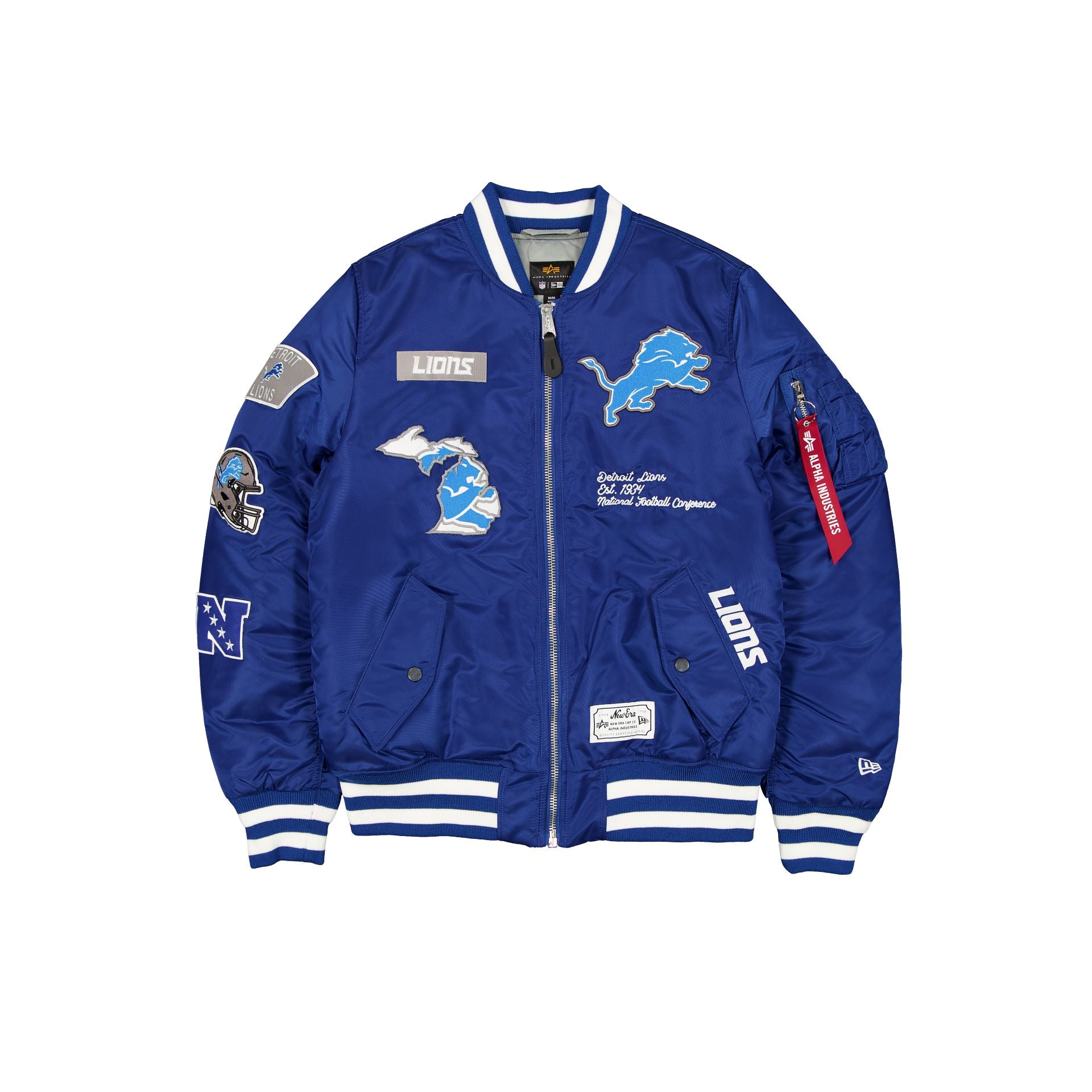 Alpha Industries X Detroit Lions Blue Ma-1 Bomber Jacket