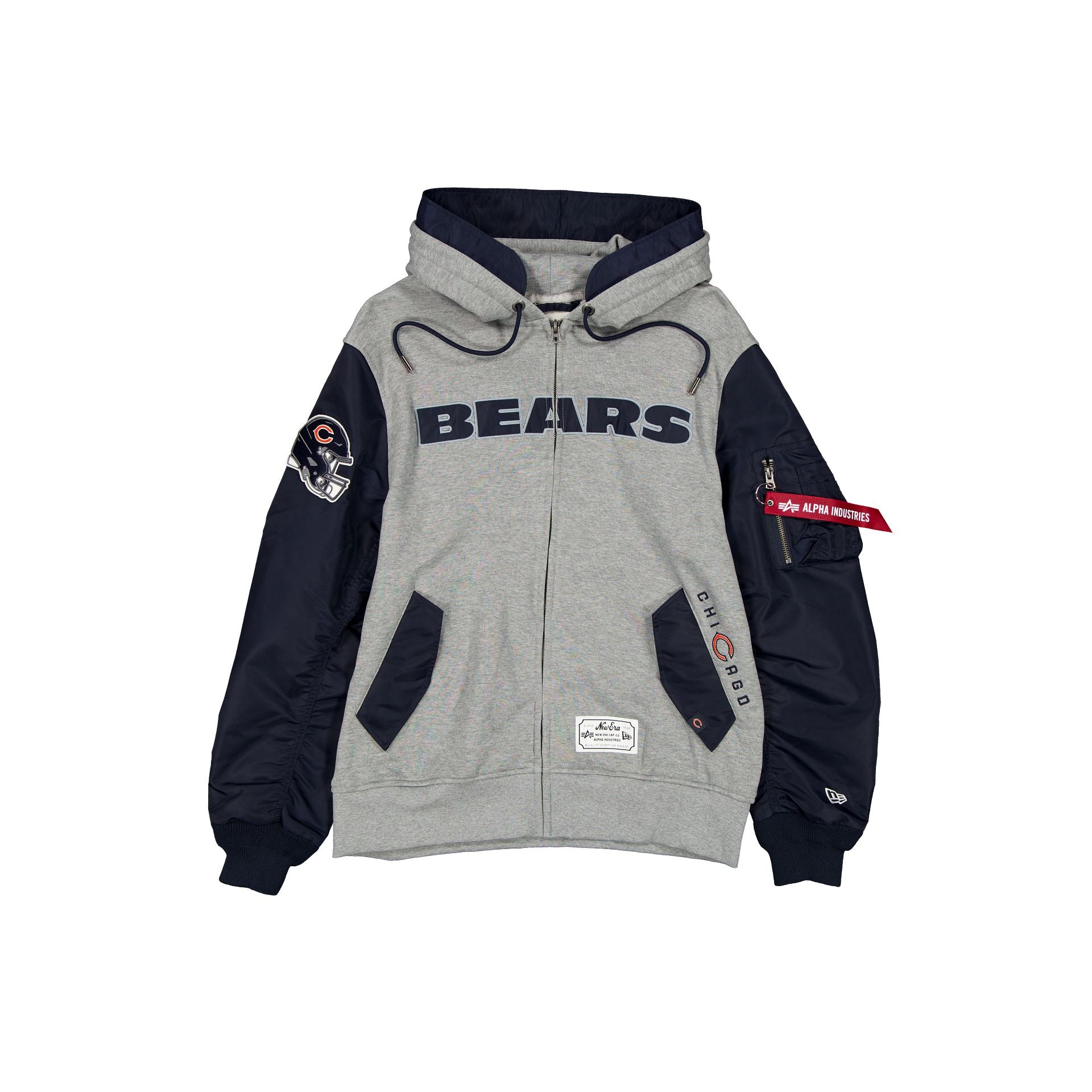 Alpha Industries X Chicago Bears Gray Ma-1 Full Zip Fleece Jacket