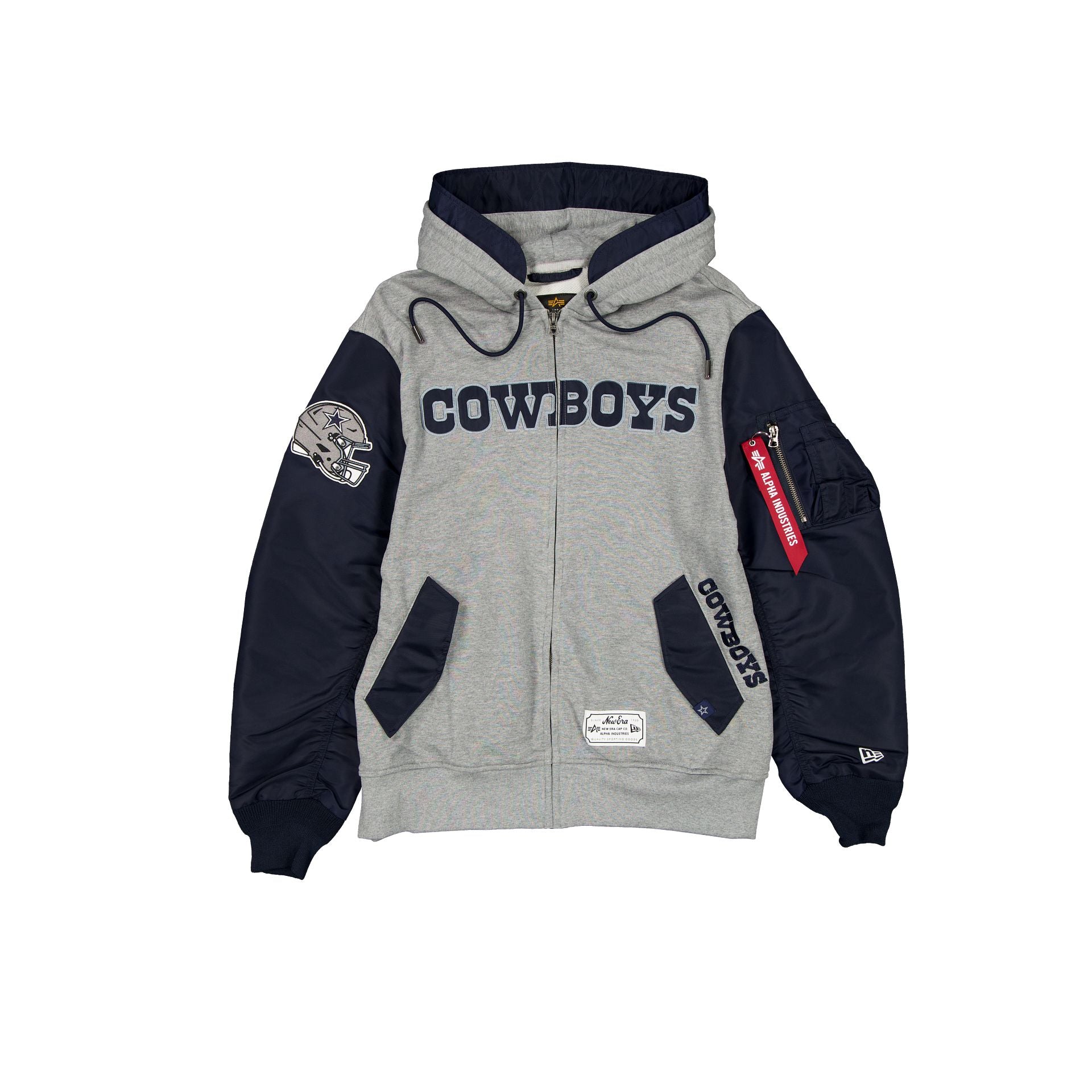 Alpha Industries X Dallas Cowboys Gray Ma-1 Full Zip Fleece Jacket