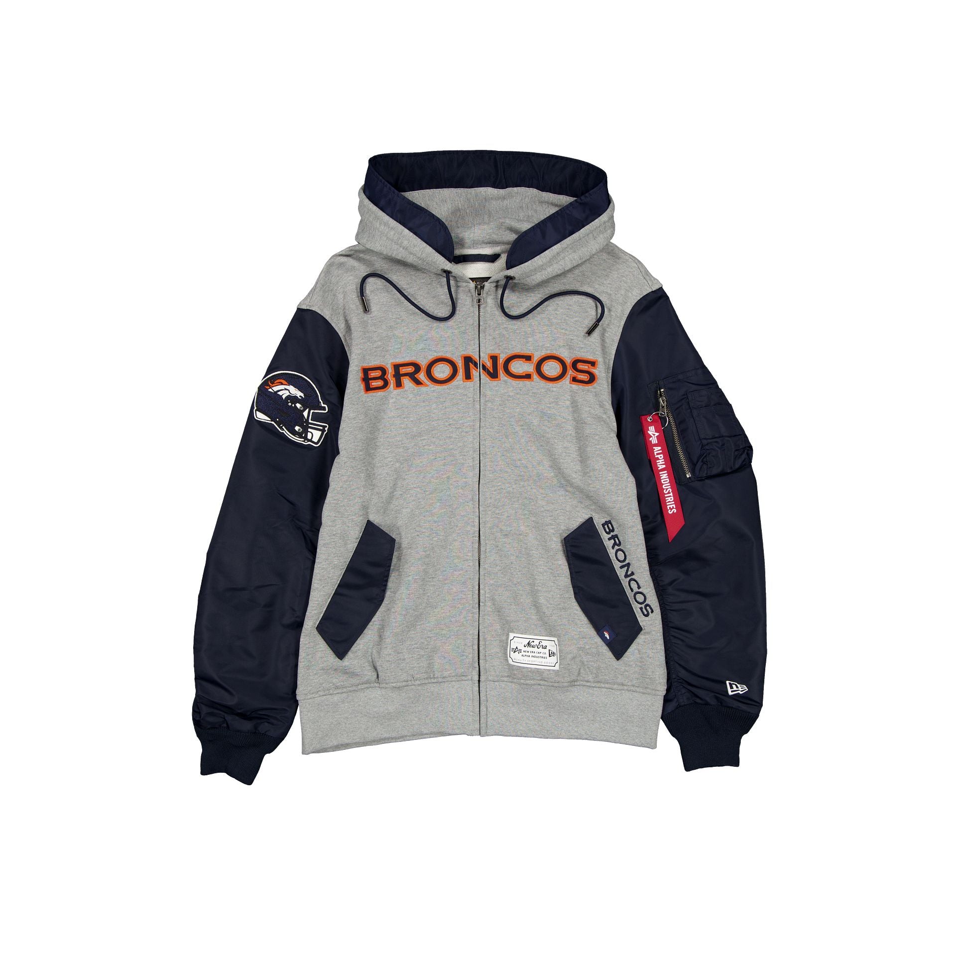 Alpha Industries X Denver Broncos Gray Ma-1 Full Zip Fleece Jacket