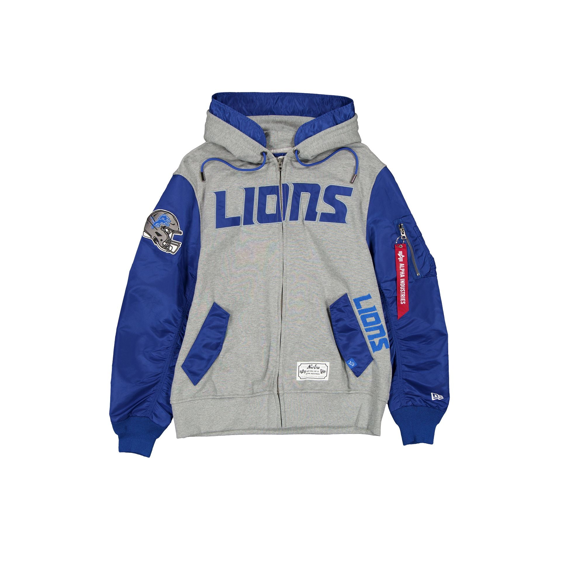 Alpha Industries X Detroit Lions Gray Ma-1 Full Zip Fleece Jacket