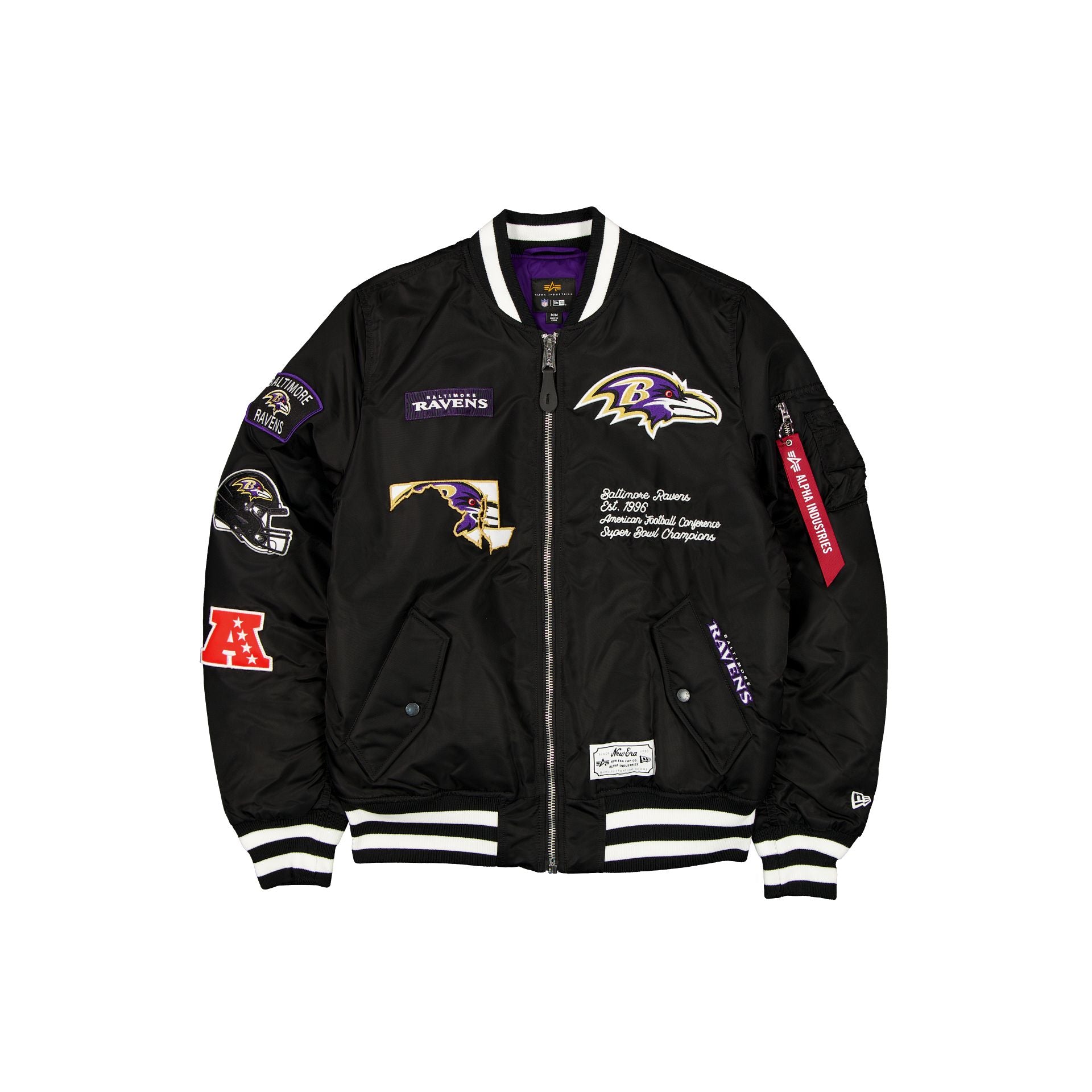 Alpha Industries X Baltimore Ravens Black Ma-1 Bomber Jacket