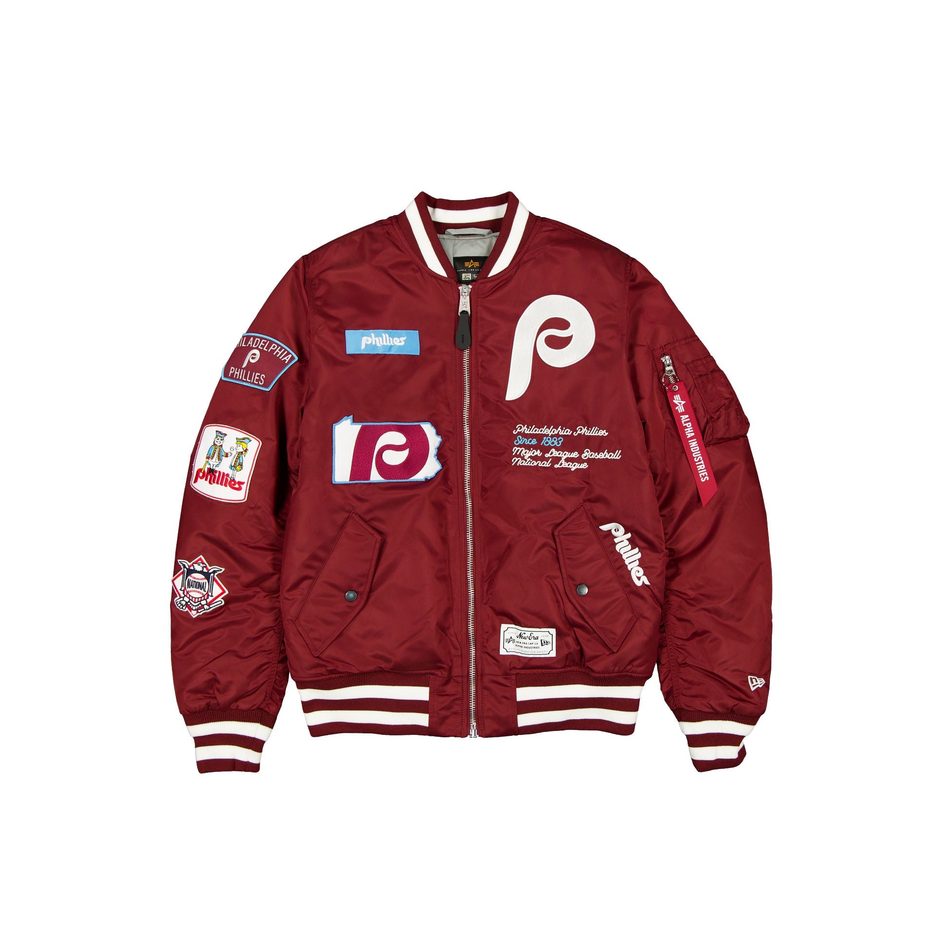 Alpha Industries X Philadelphia Phillies Cooperstown Maroon Ma-1 Bomber Jacket