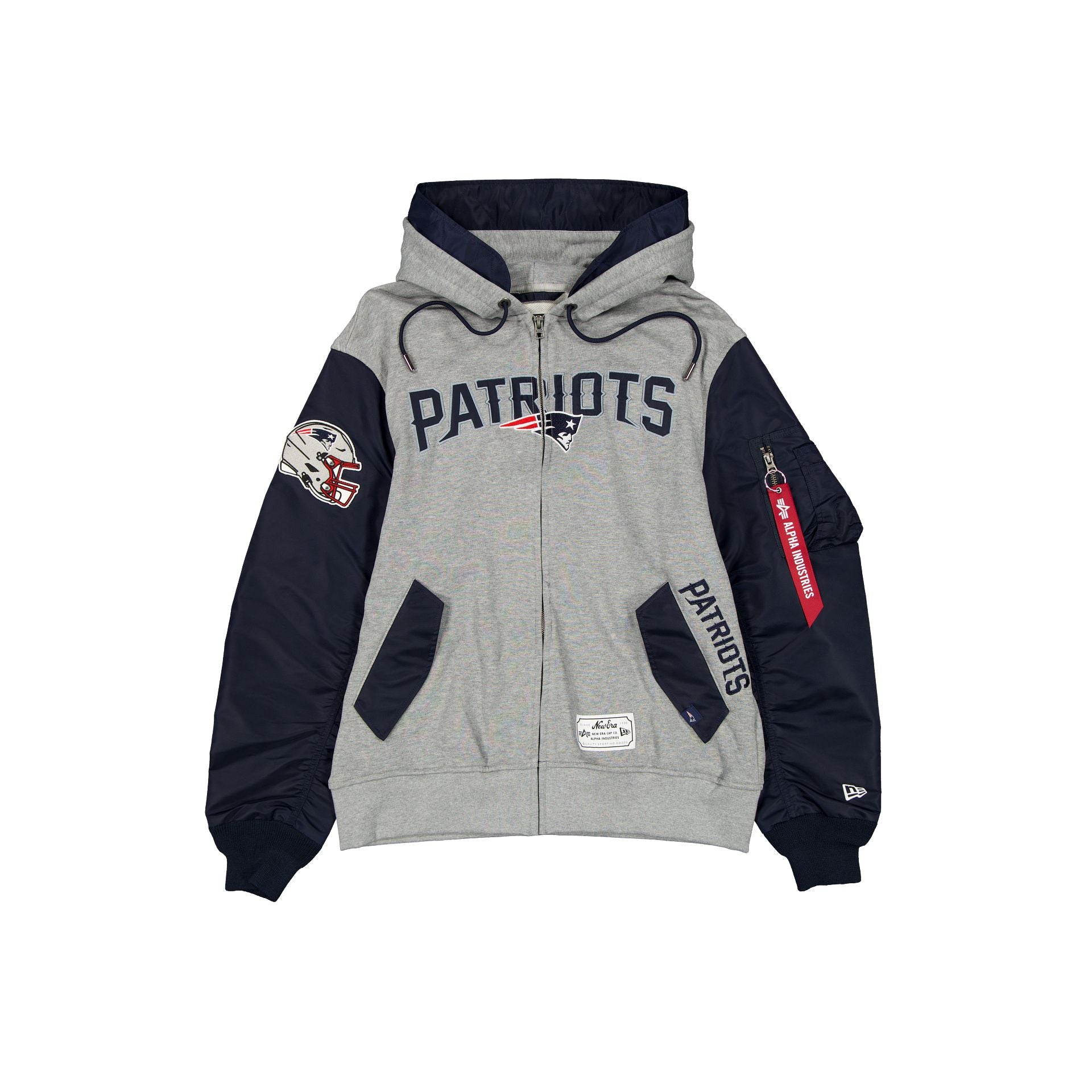 Alpha Industries X New England Patriots Gray Ma-1 Full Zip Fleece Jacket
