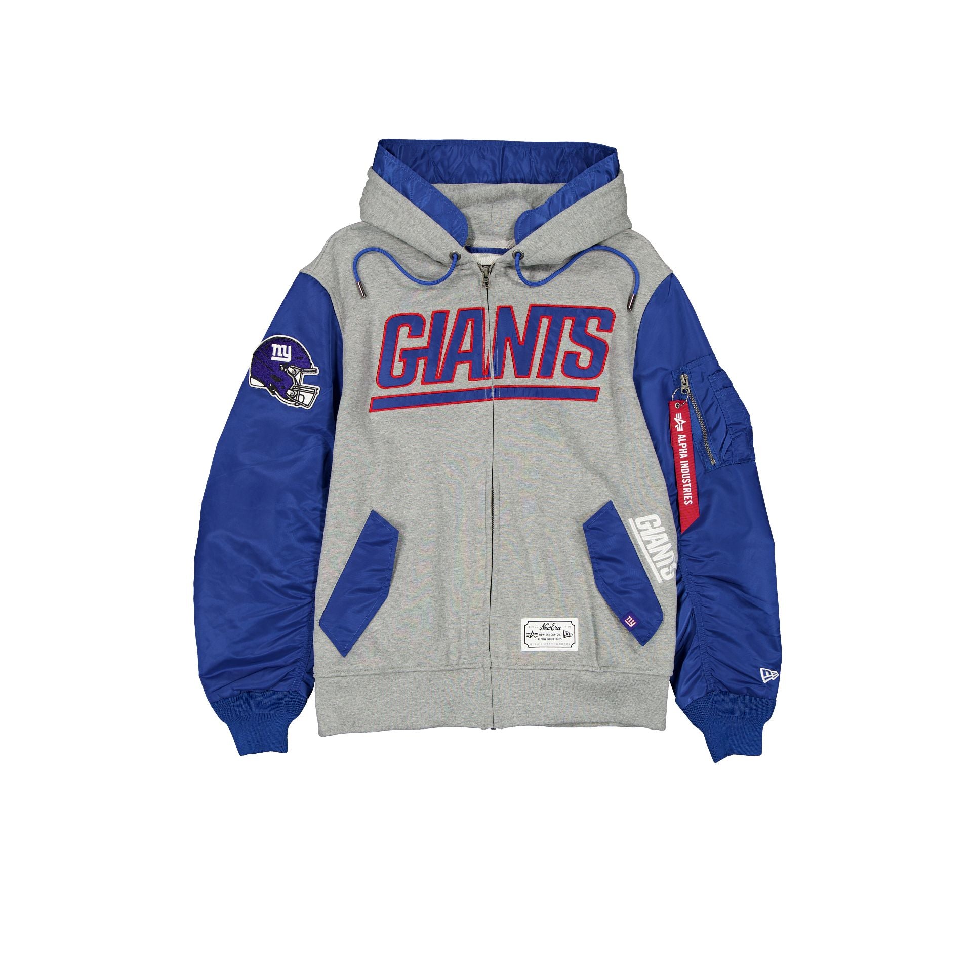 Alpha Industries X New York Giants Gray Ma-1 Full Zip Fleece Jacket