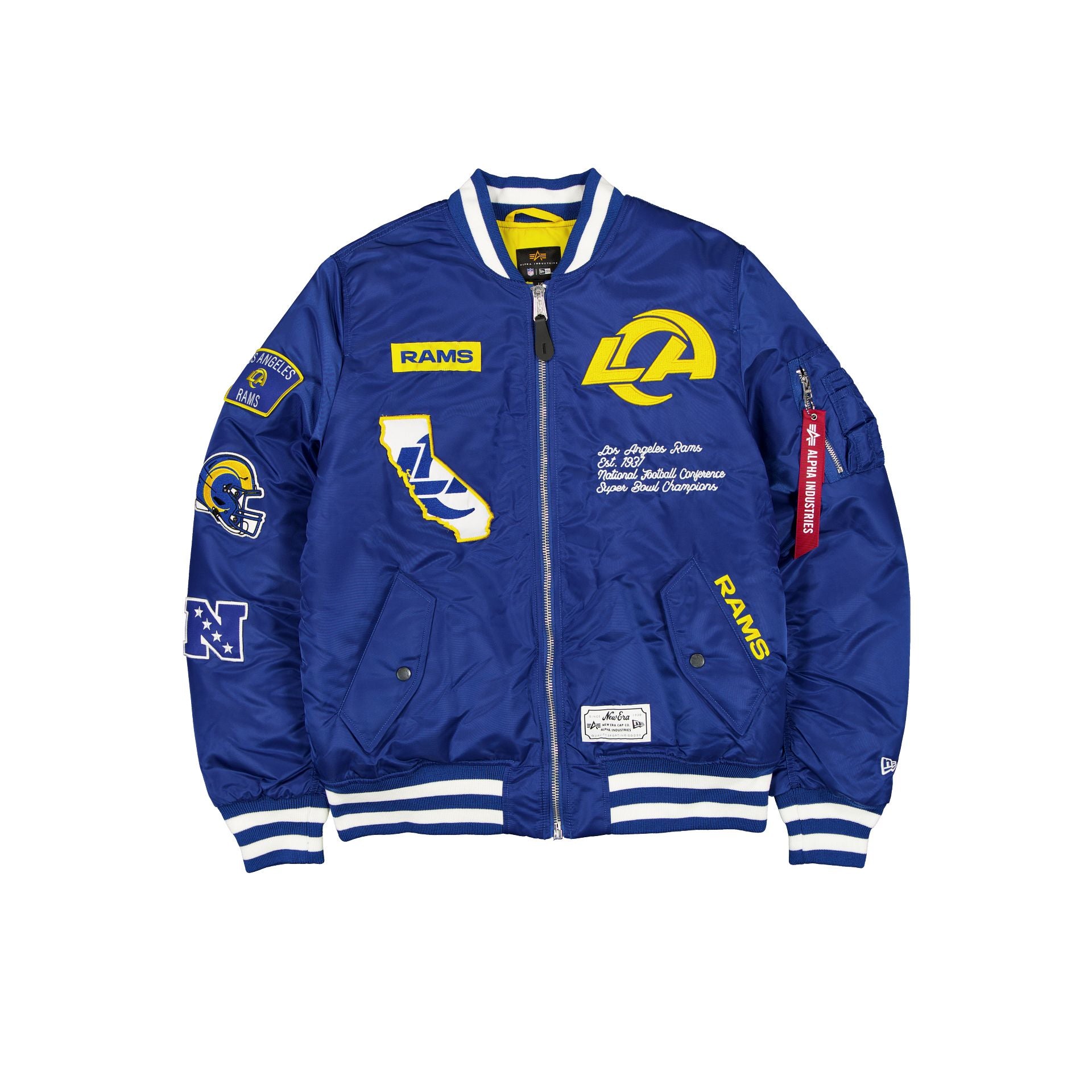 Alpha Industries X Los Angeles Rams Blue Ma-1 Bomber Jacket