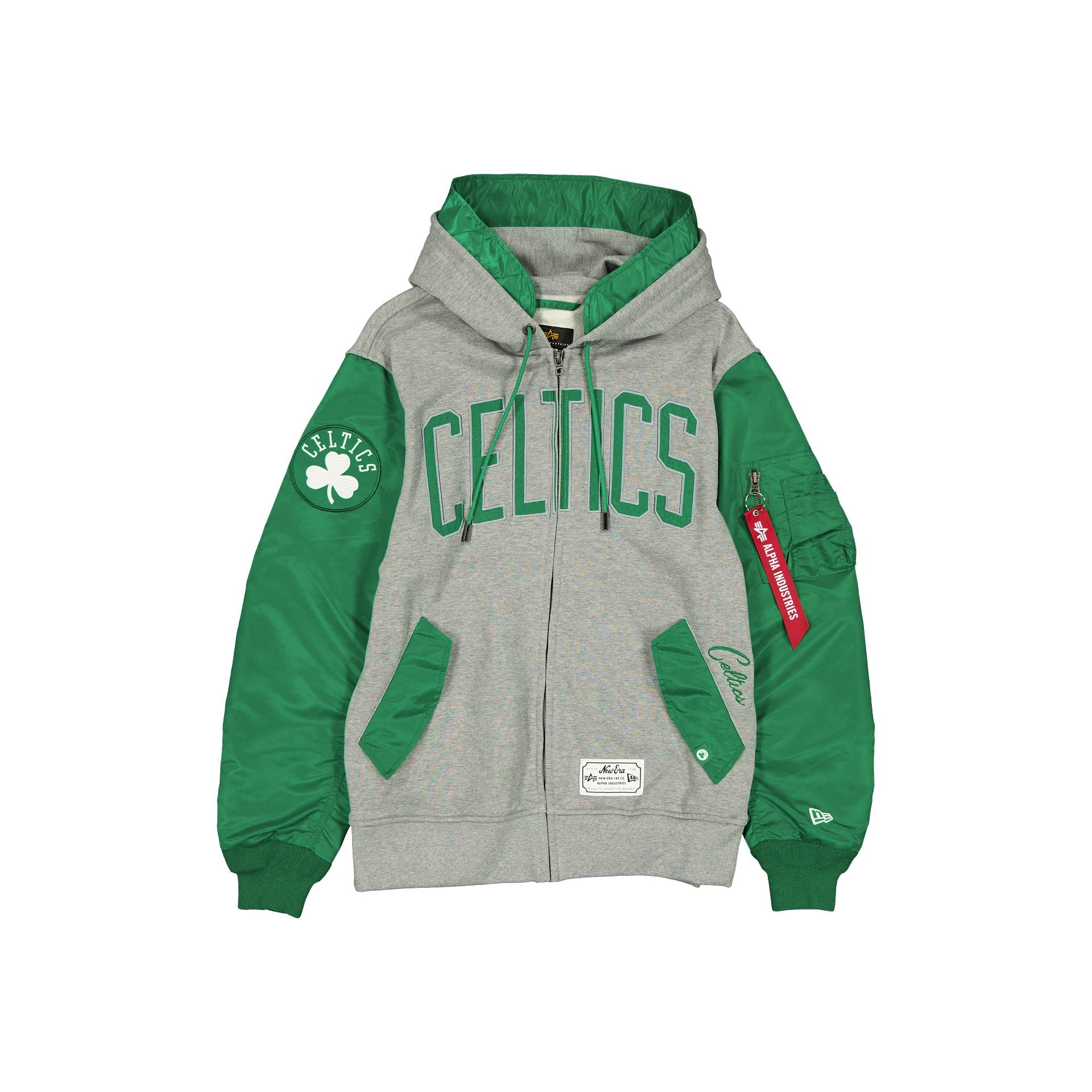 Alpha Industries X Boston Celtics Gray Ma-1 Full Zip Fleece Jacket
