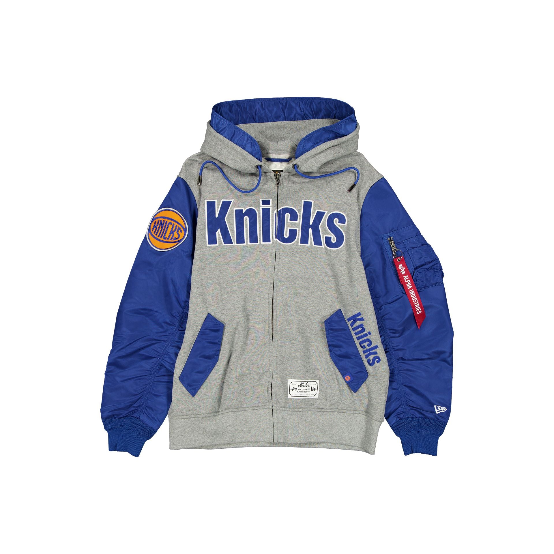 Alpha Industries X New York Knicks Gray Ma-1 Full Zip Fleece Jacket