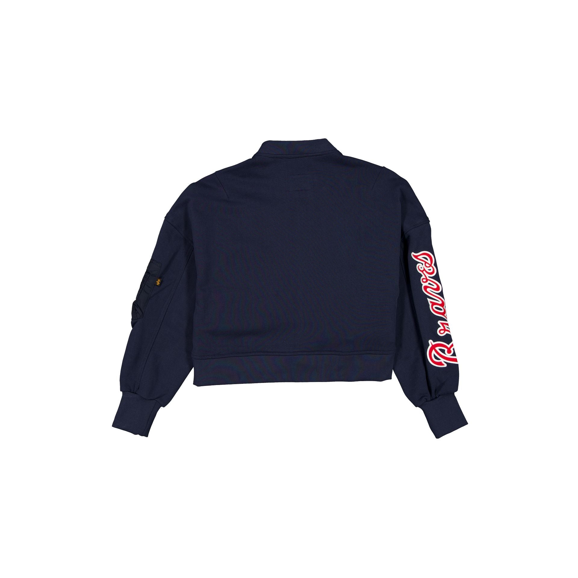 Alternative view of Alpha Industries X Atlanta Braves Navy Women's Full Zip Cropped Fleece Jacket