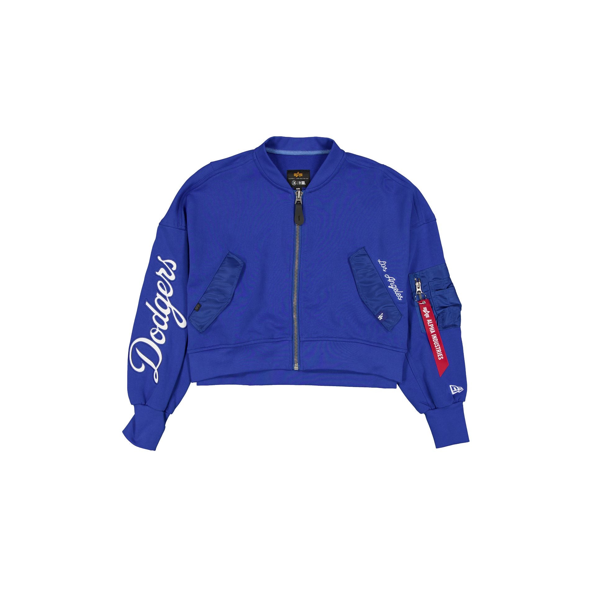 Alpha Industries X Los Angeles Dodgers Blue Women's Full Zip Cropped Fleece Jacket